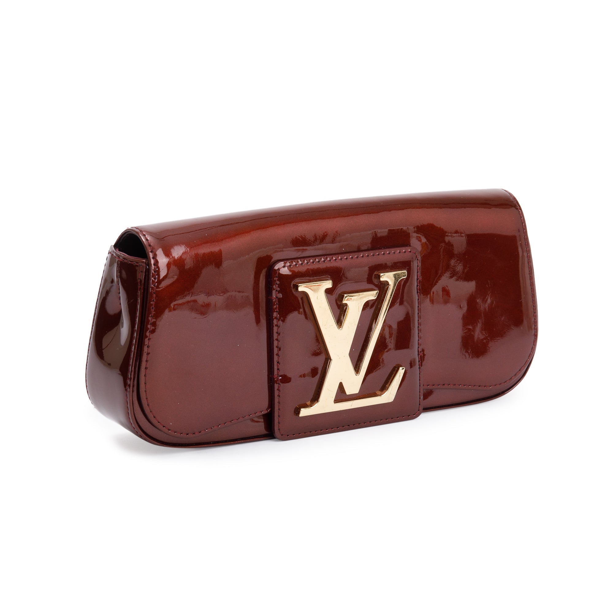 Authentic LOUIS VUITTON Vernis Sobe Clutch Bordeaux LV Bag.