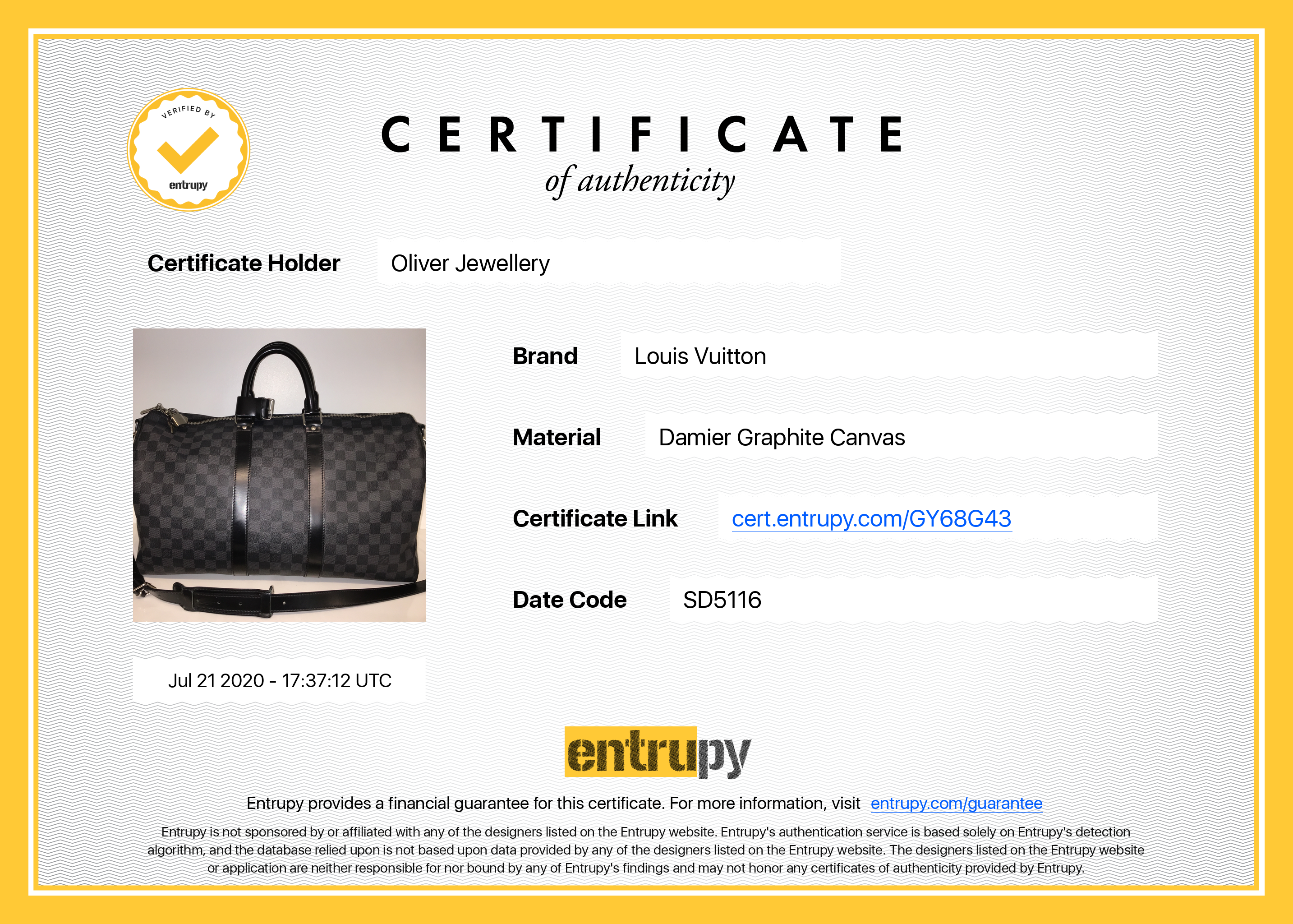 Louis Vuitton Keepall Bandoulière 45 Graphite Damier Graphite