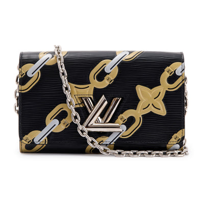 Louis Vuitton Black Epi Chain Flower Twist PM Golden Leather Metal