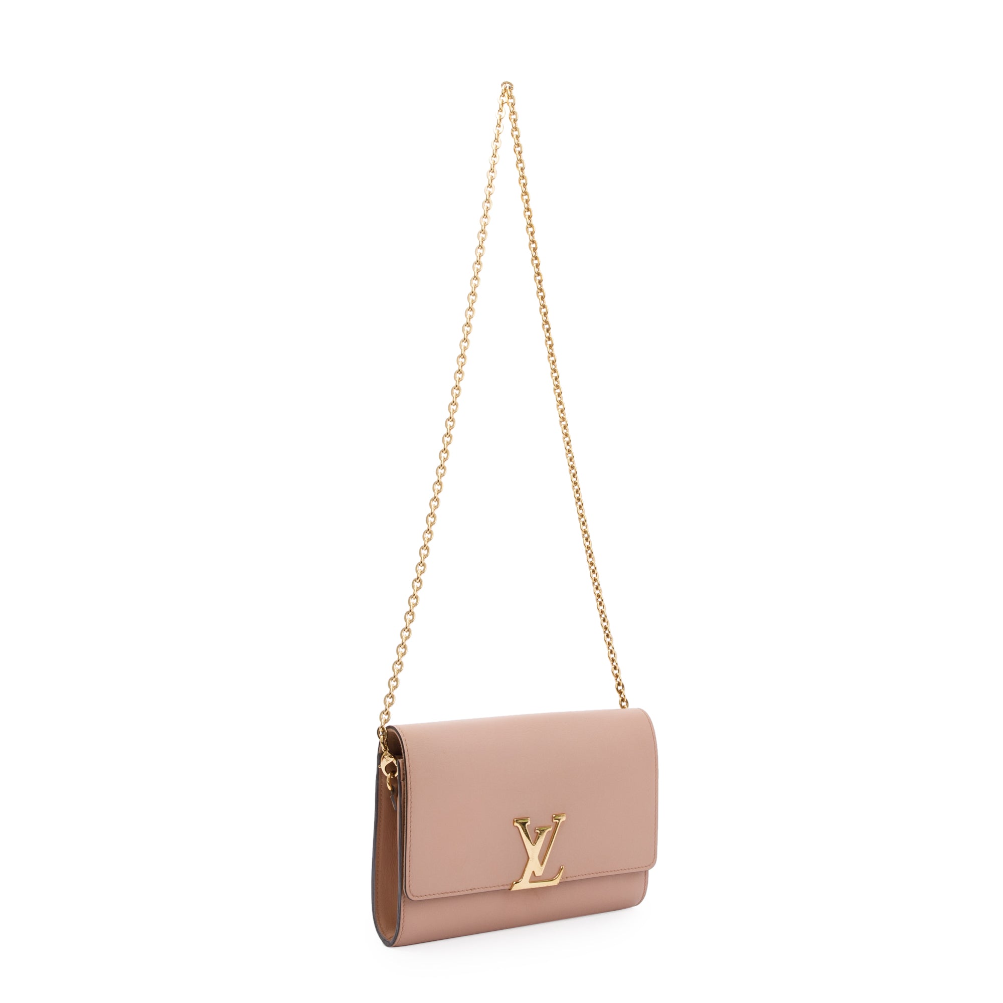 Louis Vuitton Pink Calfskin Louise Chain Clutch GM w/ Box