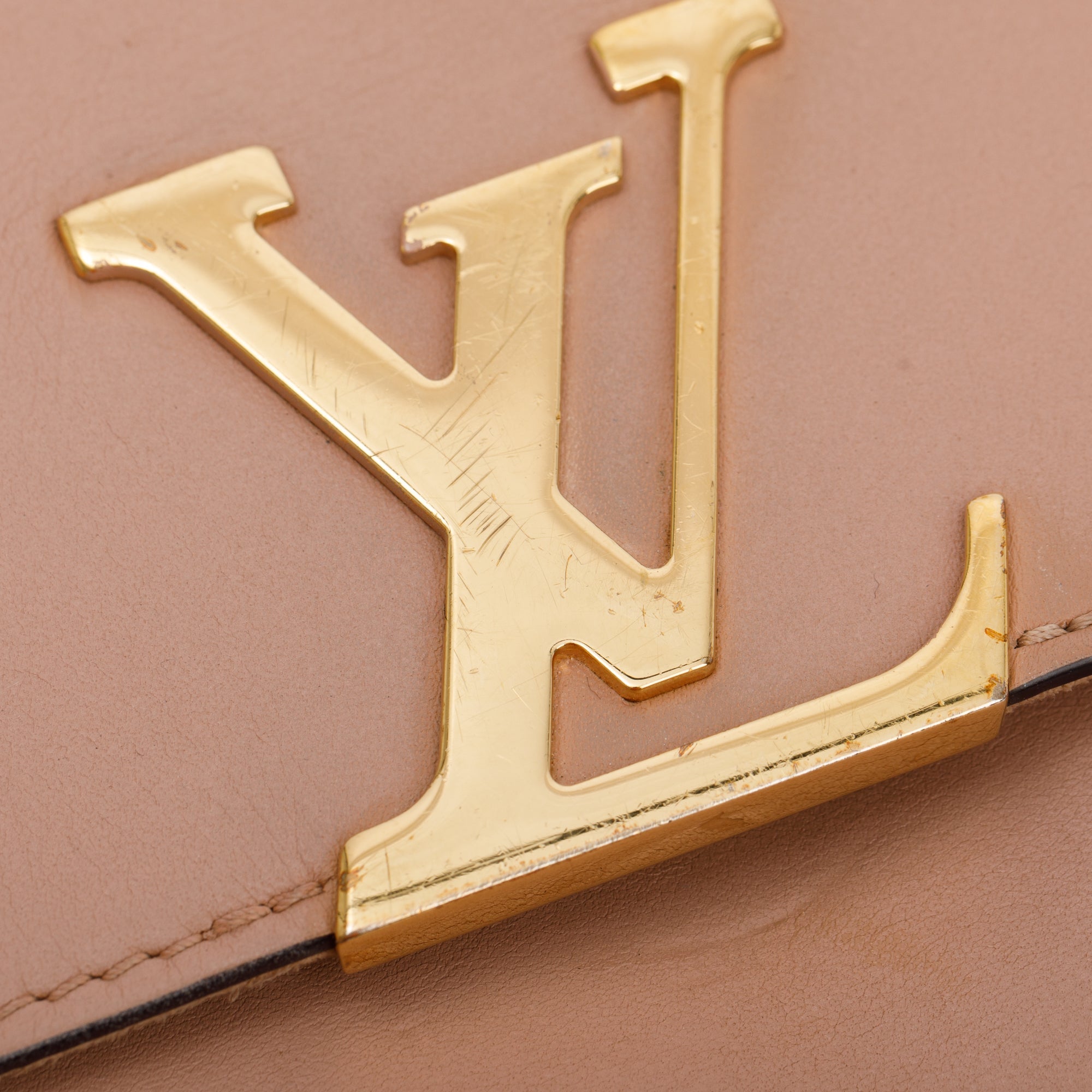 Louis Vuitton Pink Calfskin Louise Chain Clutch GM w/ Box