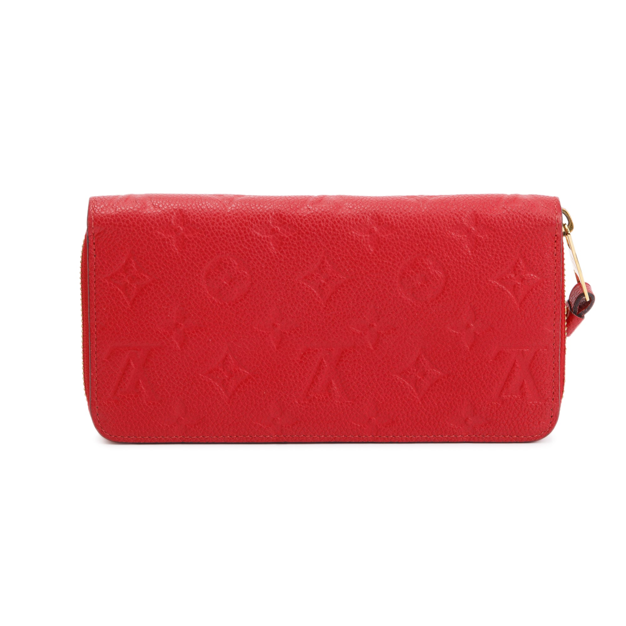 LOUIS VUITTON Monogram Empreinte Leather Zippy Wallet Red