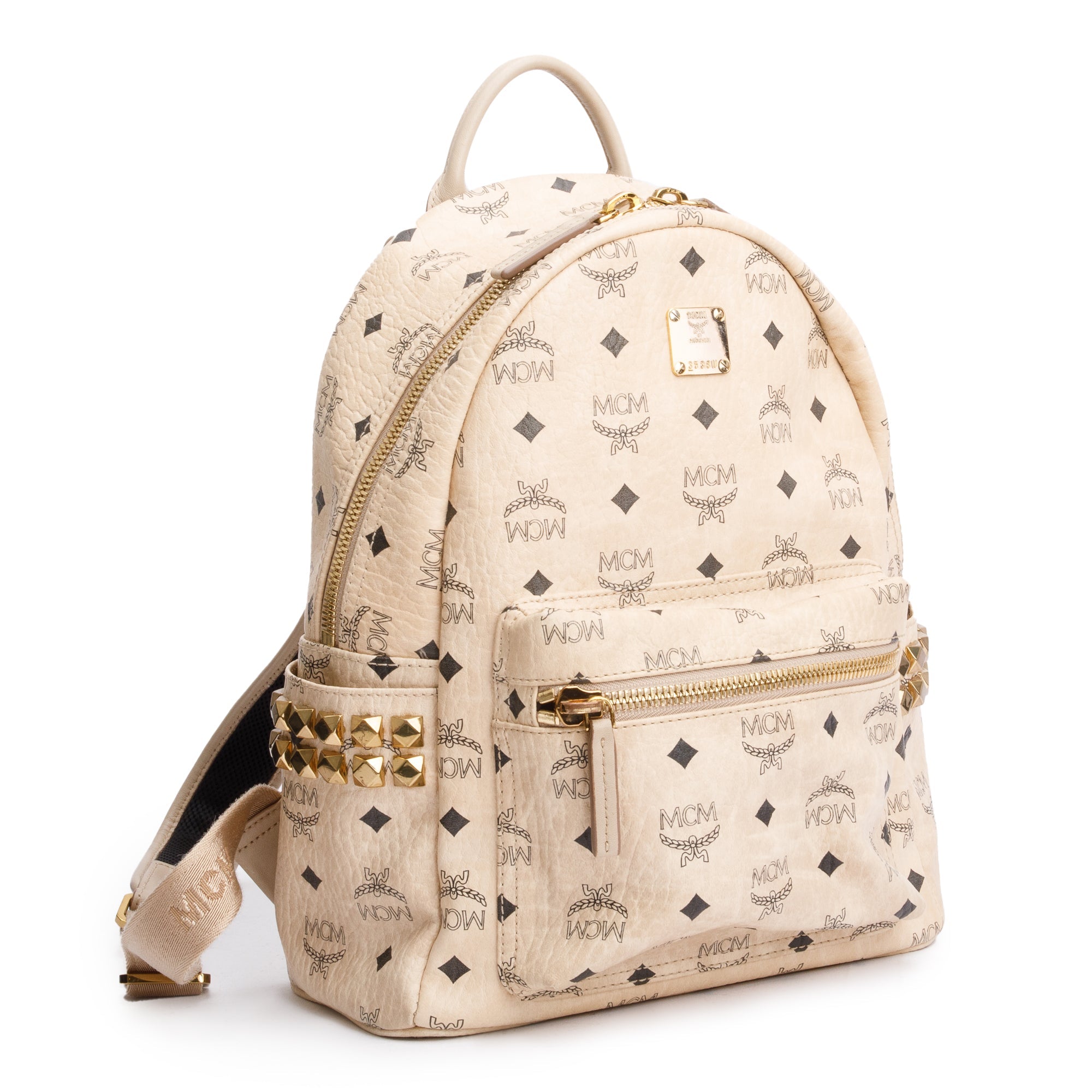 MCM Beige Visetos Side Studs Small Stark Backpack Oliver Jewellery