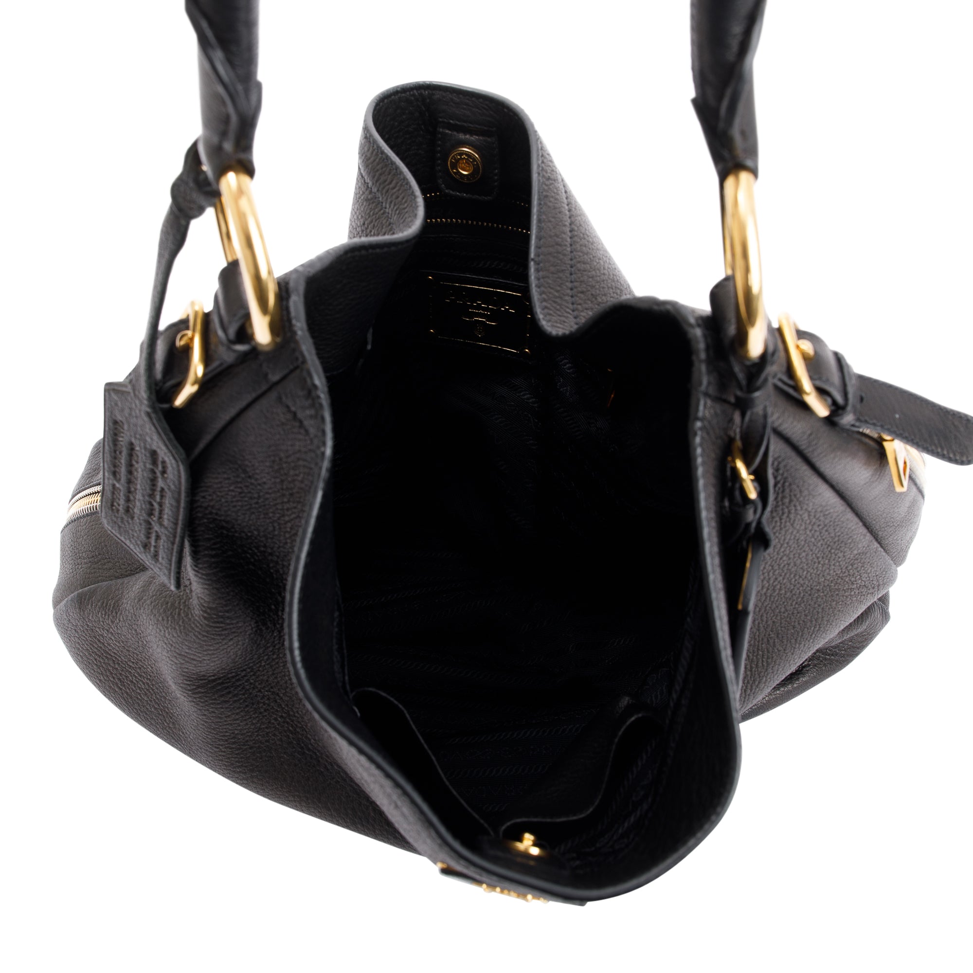 Prada small daino on sale leather hobo bag