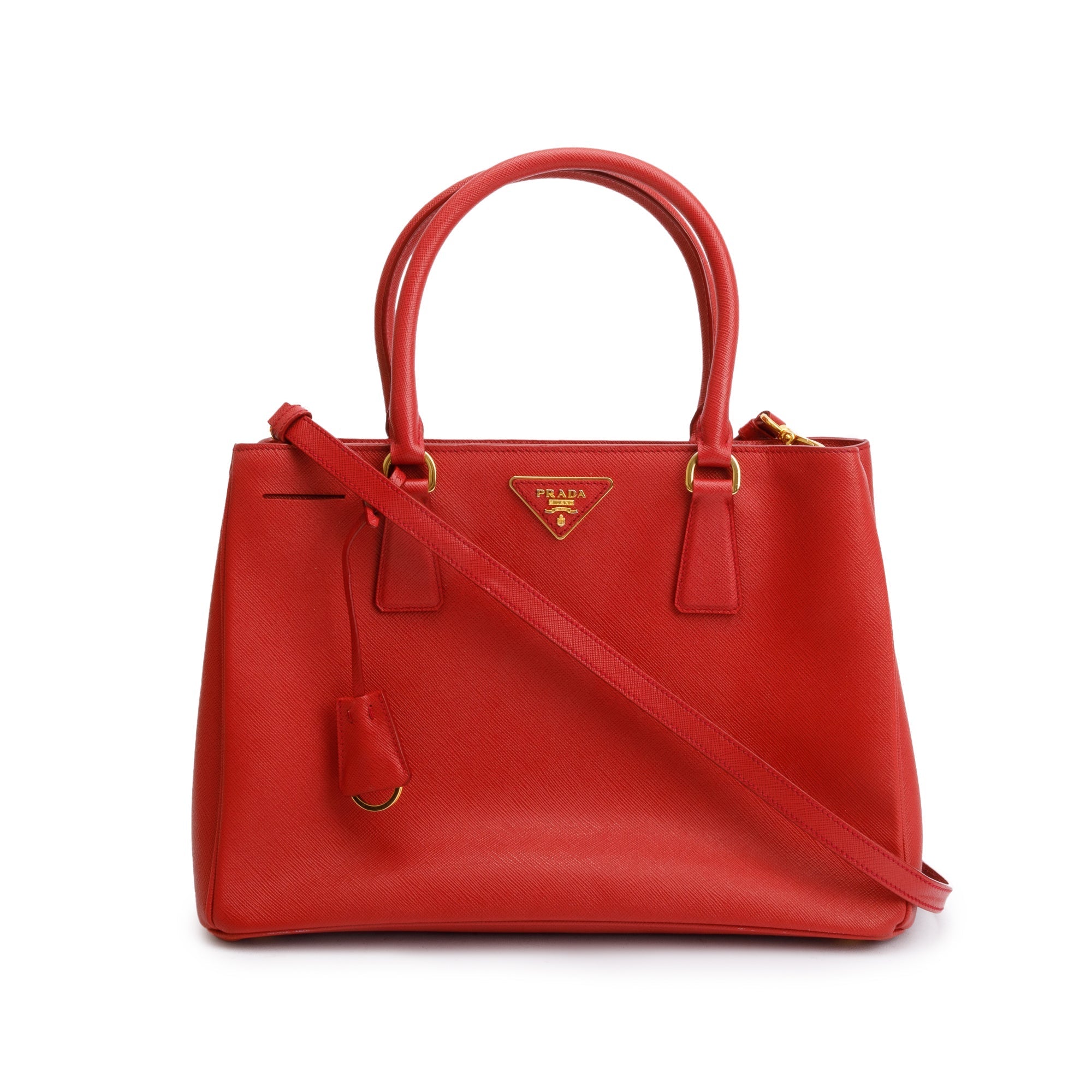 Prada Red Saffiano Lux Medium Galleria Tote w Strap Box Oliver Jewellery