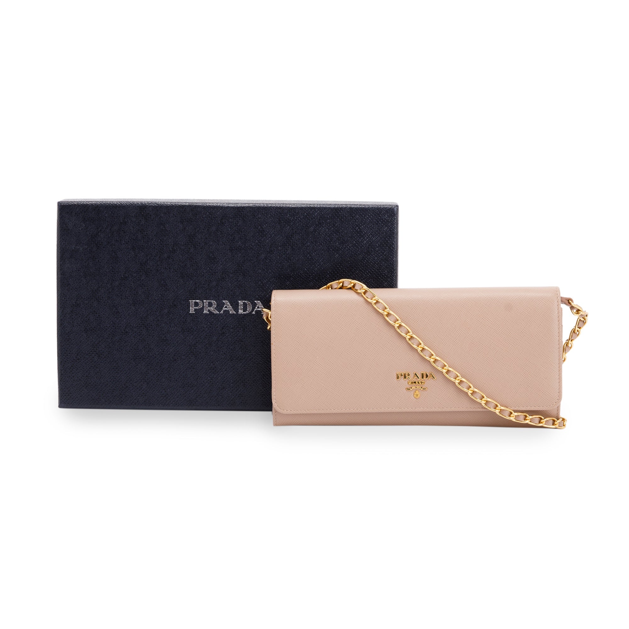 Prada Saffiano Metal Wallet on Chain w/ Box & Authenticity Card