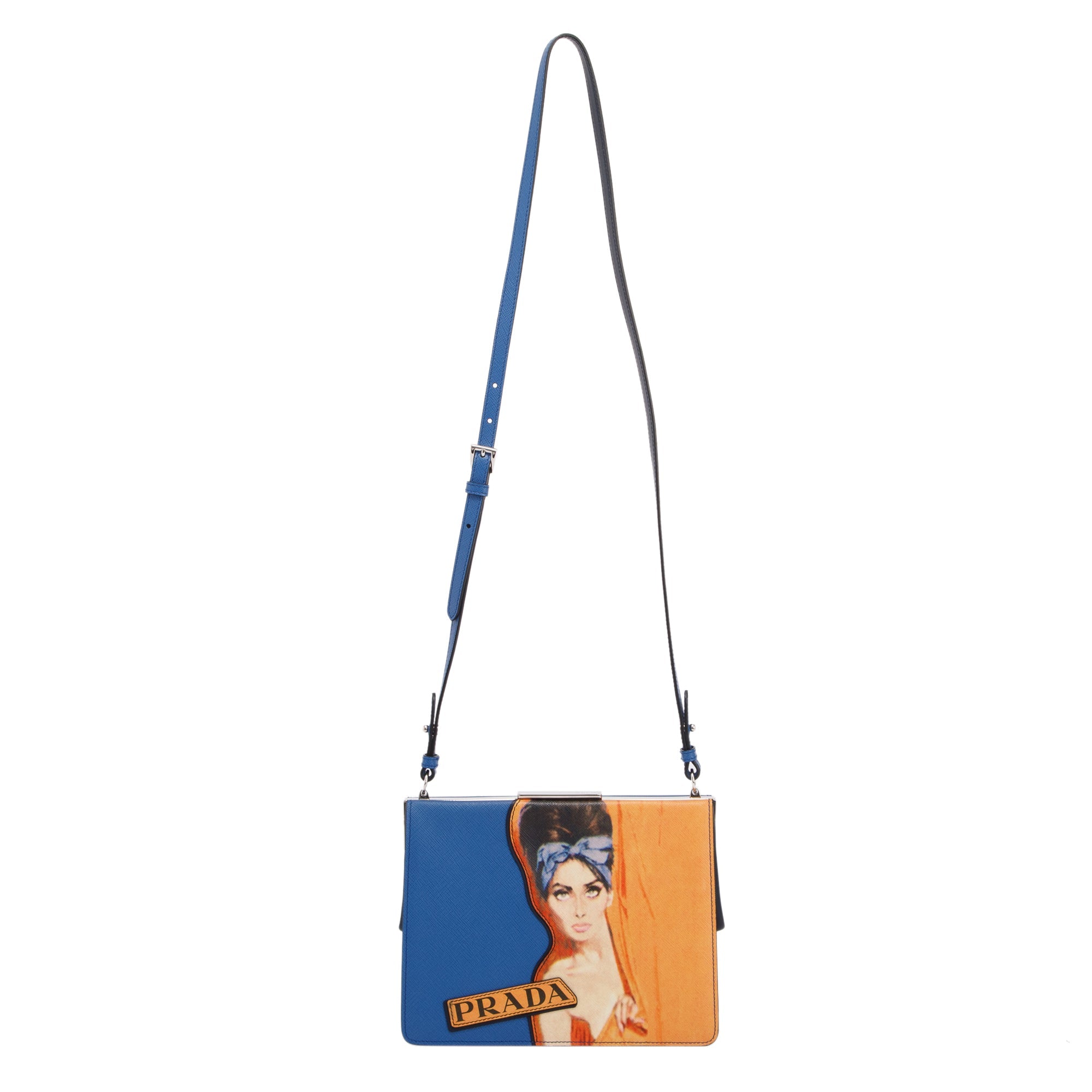 Prada Small Saffiano Patch Comics Light Frame Shoulder Bag