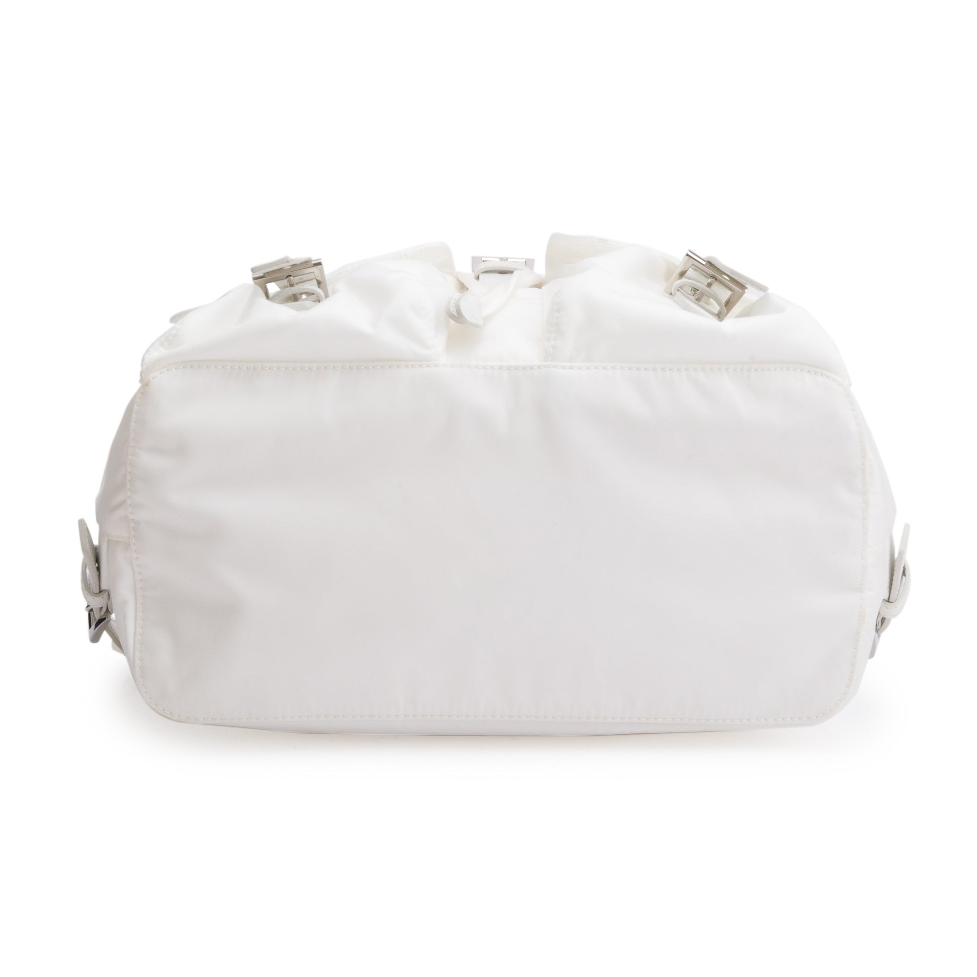 Prada White Re Nylon Saffiano Medium Backpack w Pouch Oliver Jewellery