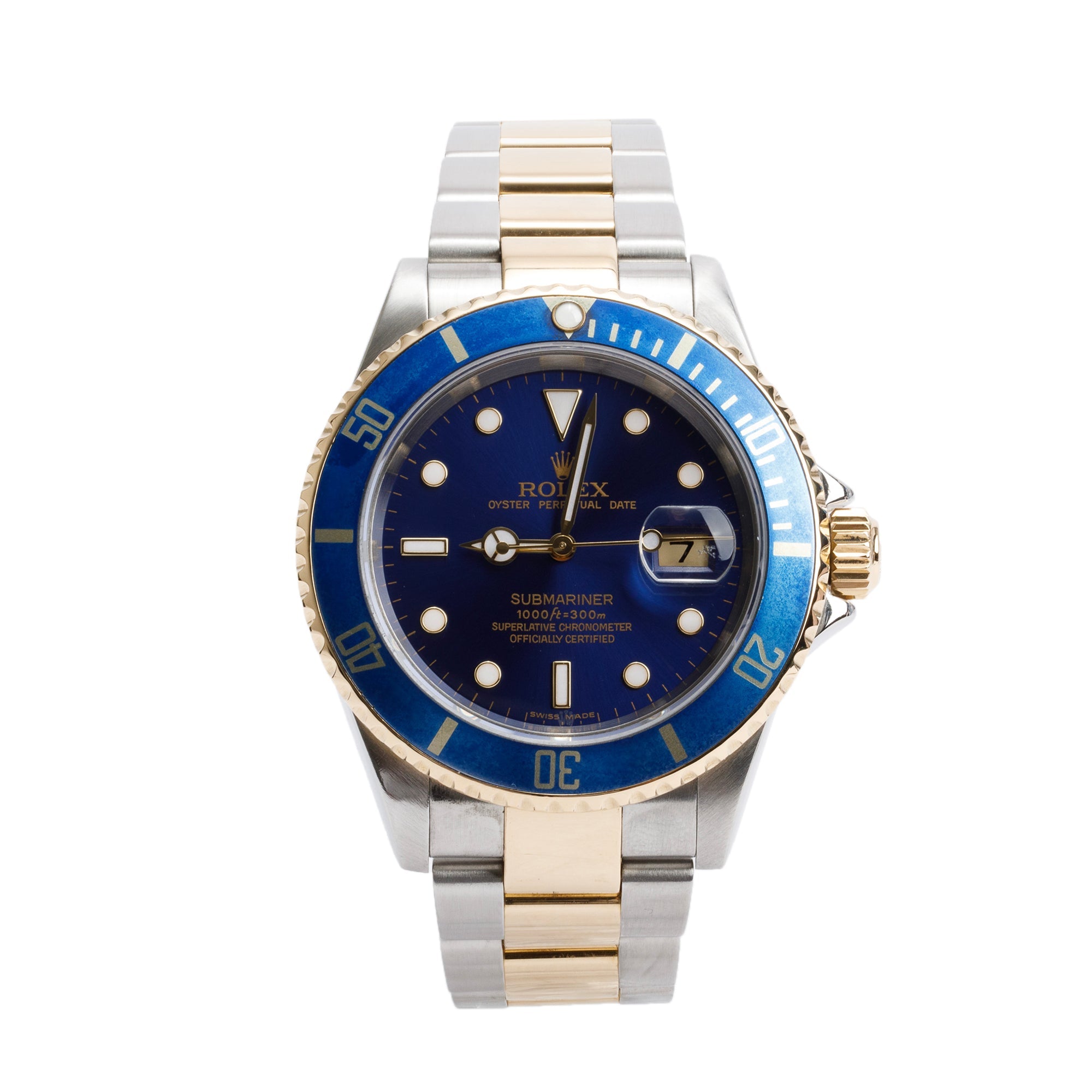 Rolex Stainless Steel 18k Yellow Gold Submariner Date 40 MM Automatic Watch 16613 w Box Papers