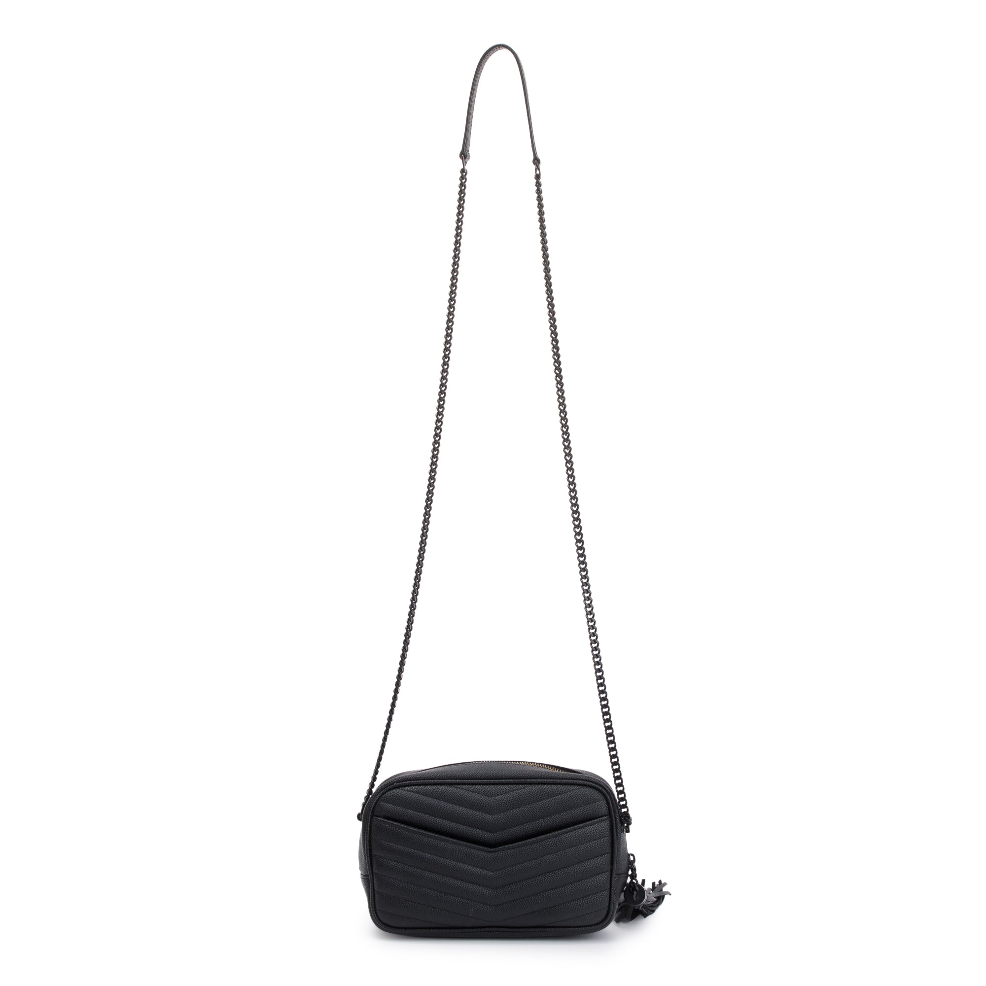 Saint Laurent 2022 Black Grain de Poudre Matelasse Mini Lou Camera Bag Oliver Jewellery