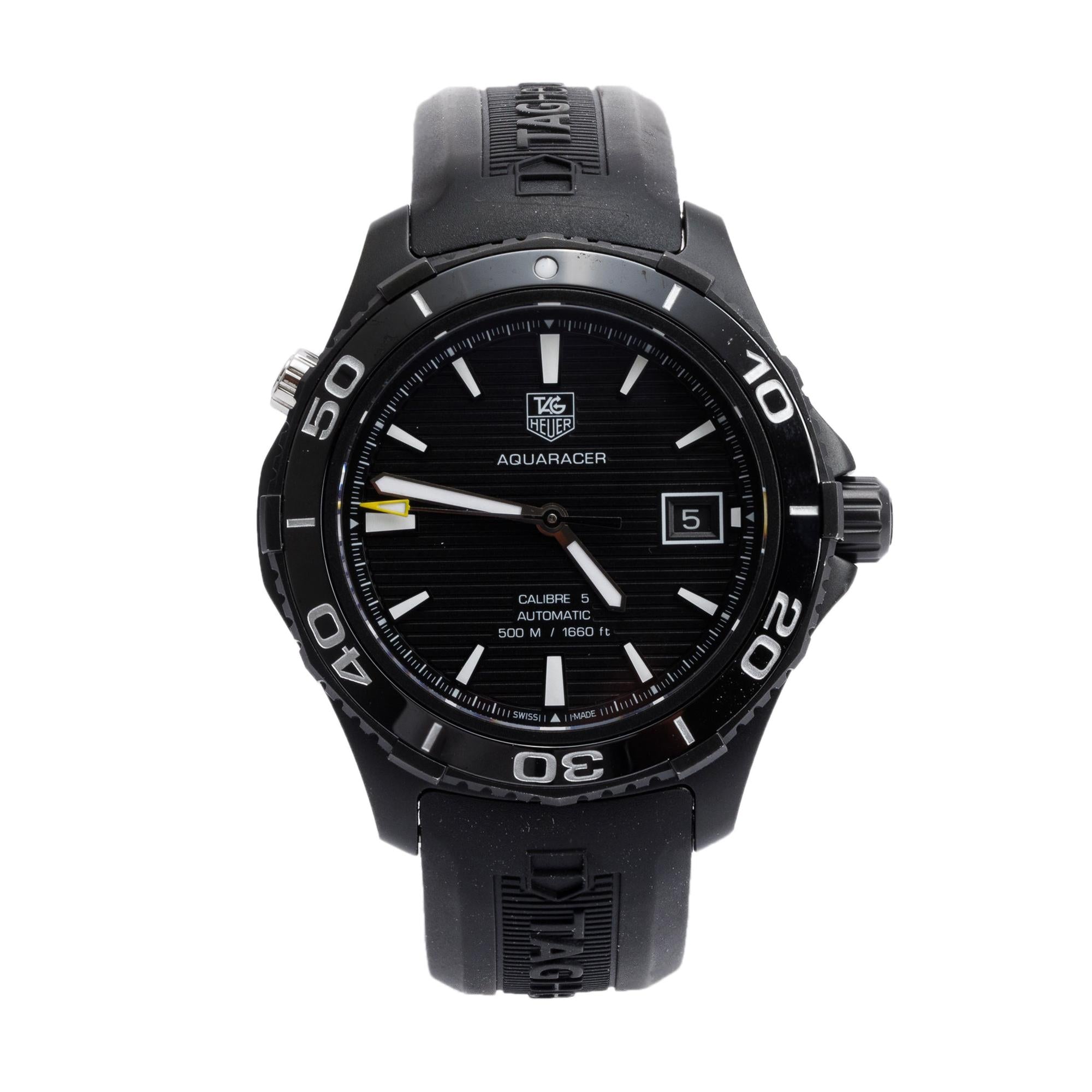 Tag Heuer Black Titanium Ceramic Aquaracer 41 MM Calibre 5 500M Automatic Watch WAK2180 w Box Papers