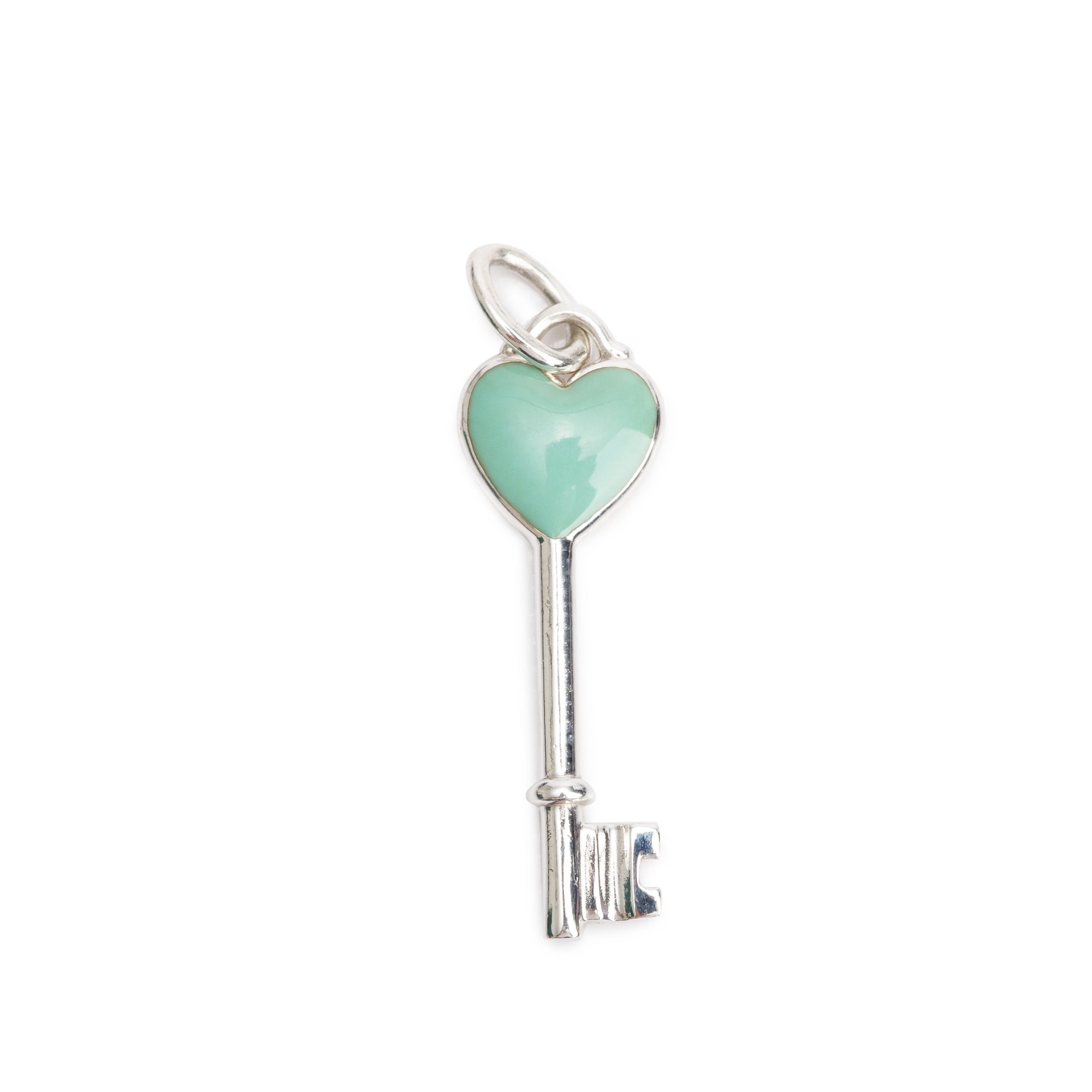 Tiffany & Co heart key store with blue enamel pendant