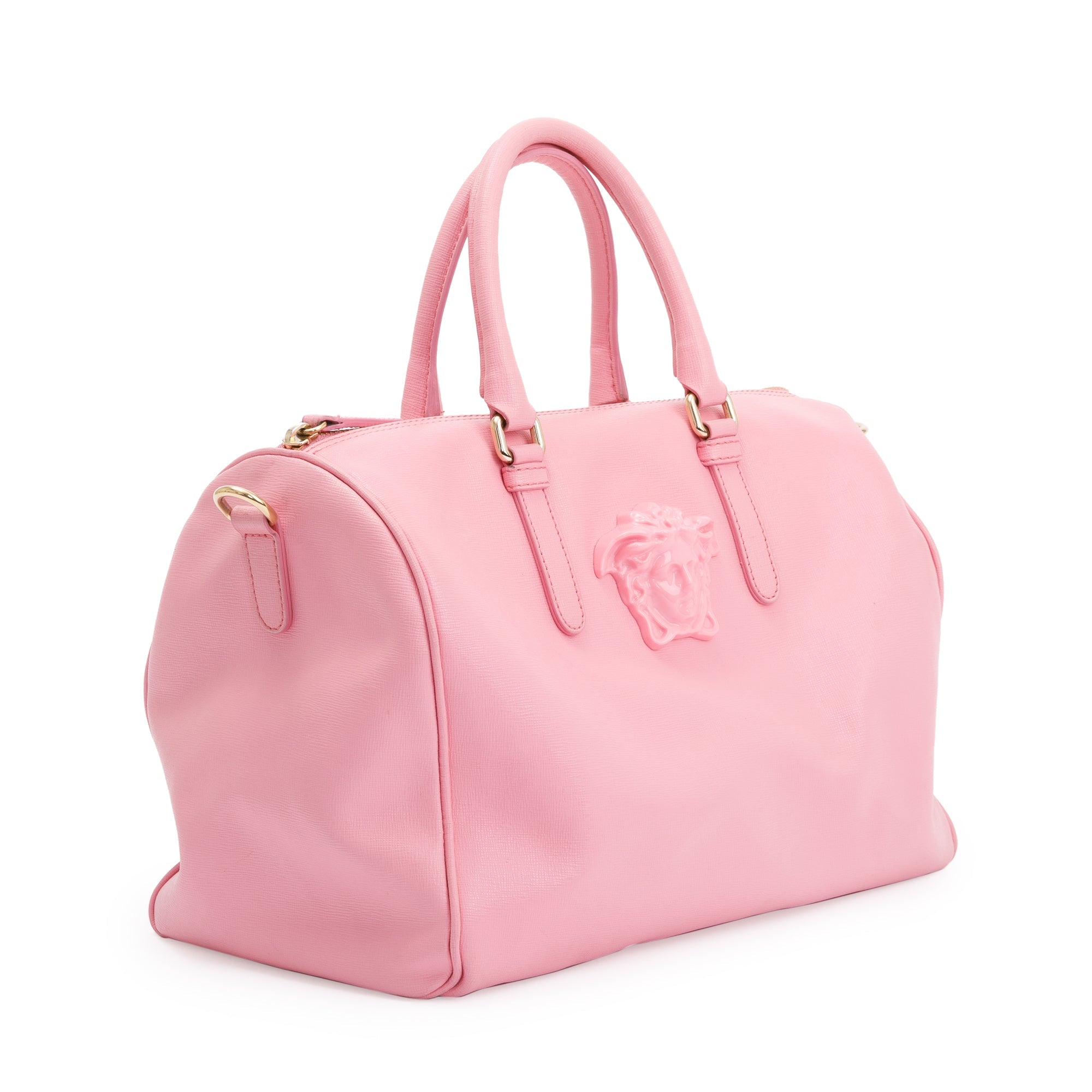 VERSACE Saffiano Palazzo Medusa Tote Pink | FASHIONPHILE