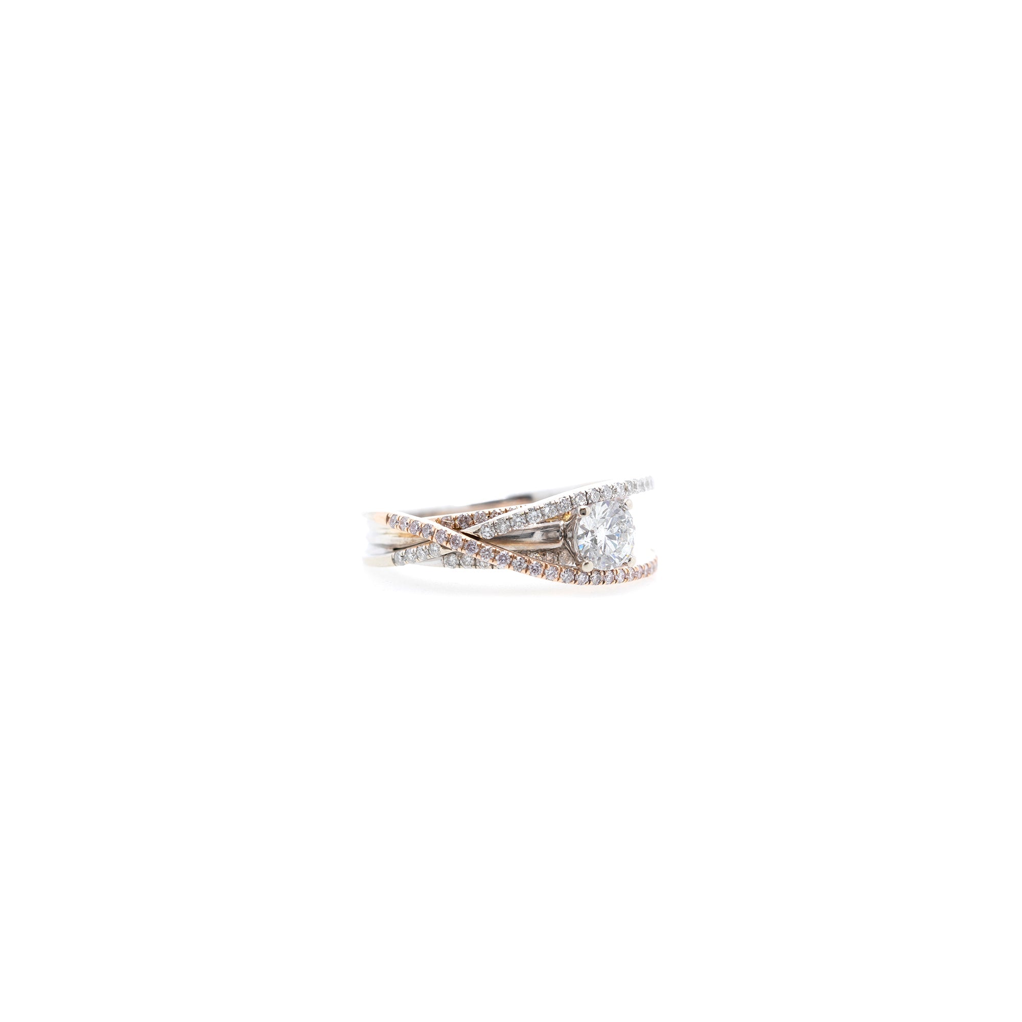 Rose Gold Diamante Crossover Ring Fashion rings, Crossover ring