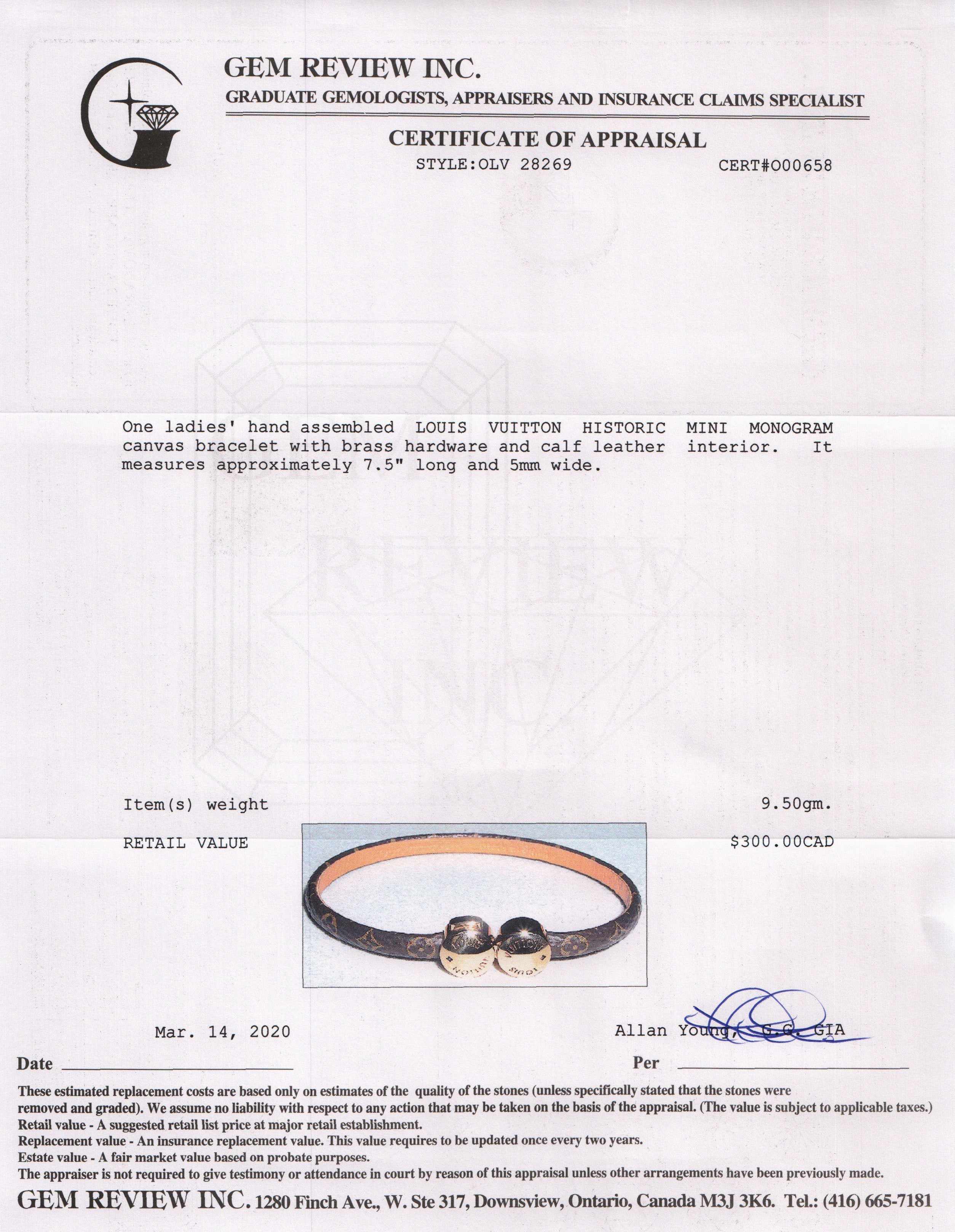 Louis Vuitton Historic Mini Monogram Bracelet w/Box – Oliver Jewellery