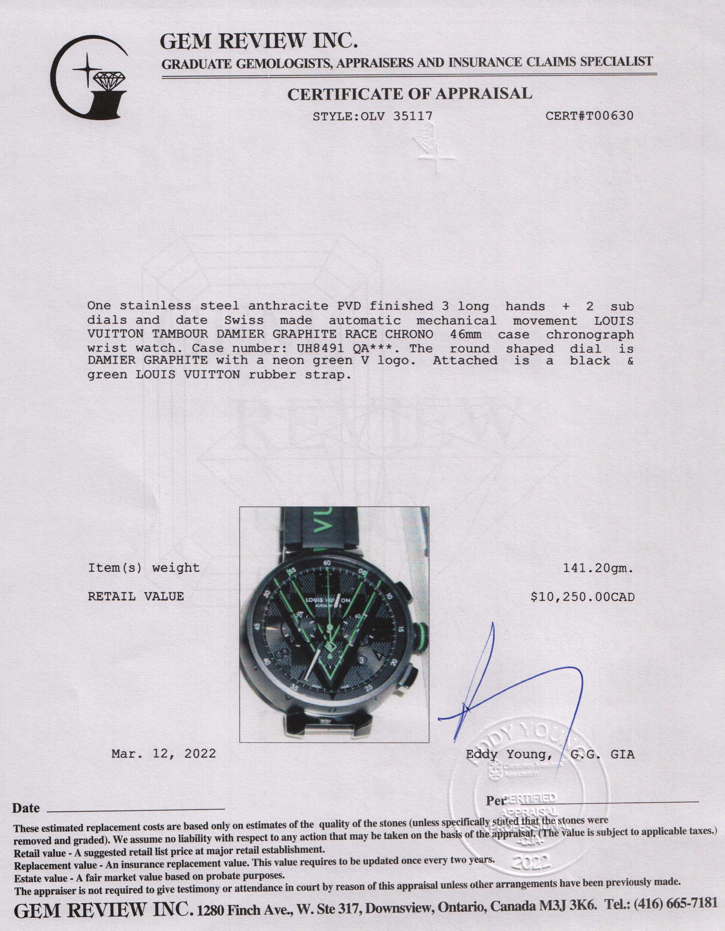 Nieuw Louis Vuitton Tambour Damier Graphite Race-horloge