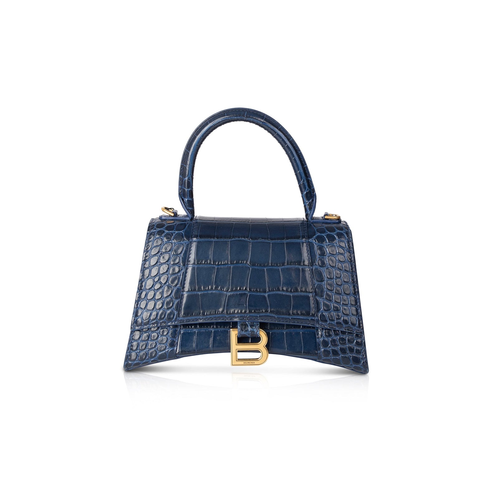 Balenciaga Hourglass Leather Shoulder Bag In Blue  ModeSens