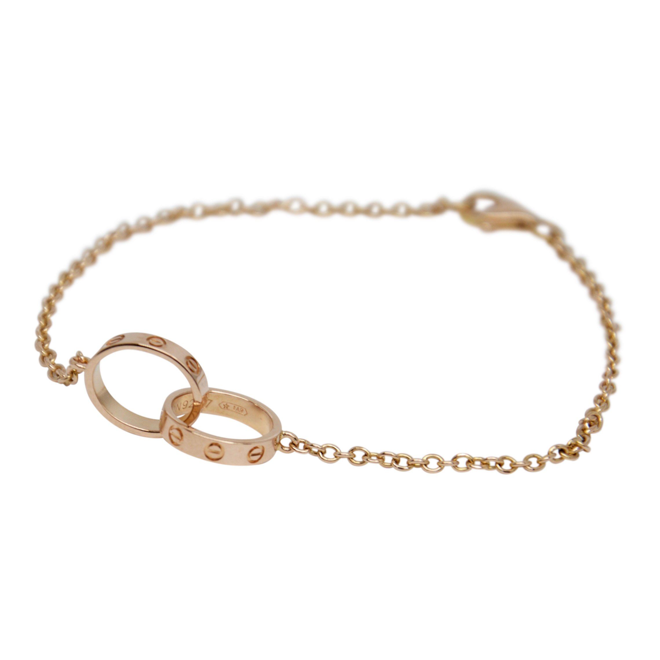 Cartier 18K Rose Gold Interlocking Love Bracelet 3.87 Grams W/Pouch & Papers