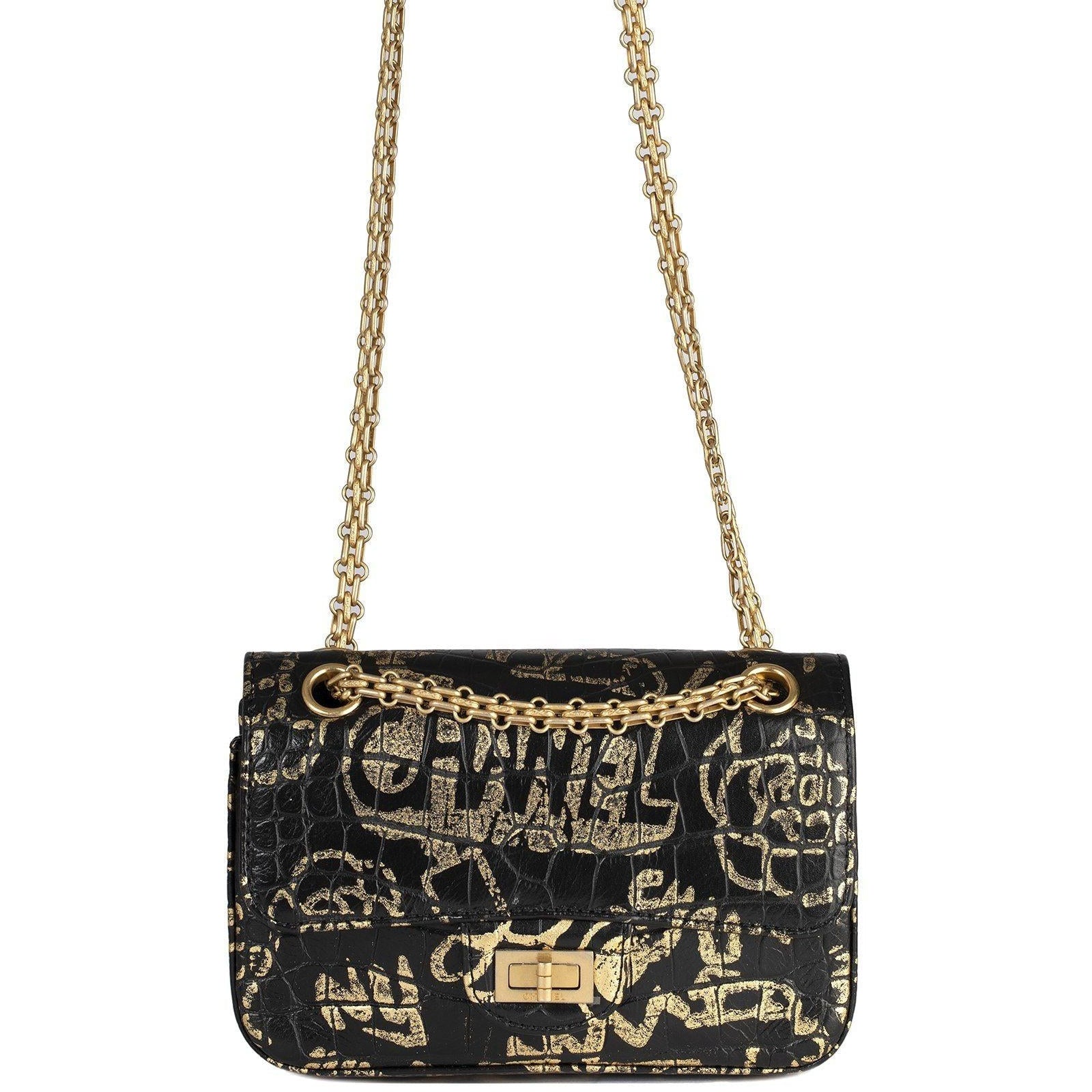 CHANEL 19A Graffiti Croc Embossed Mini 2.55 Reissue