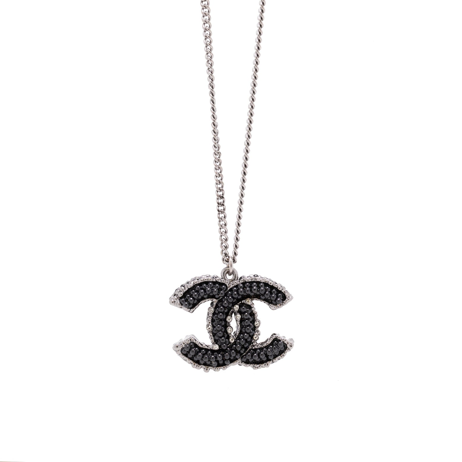 Chanel Black Crystal Embellished Necklace  STYLISHTOP