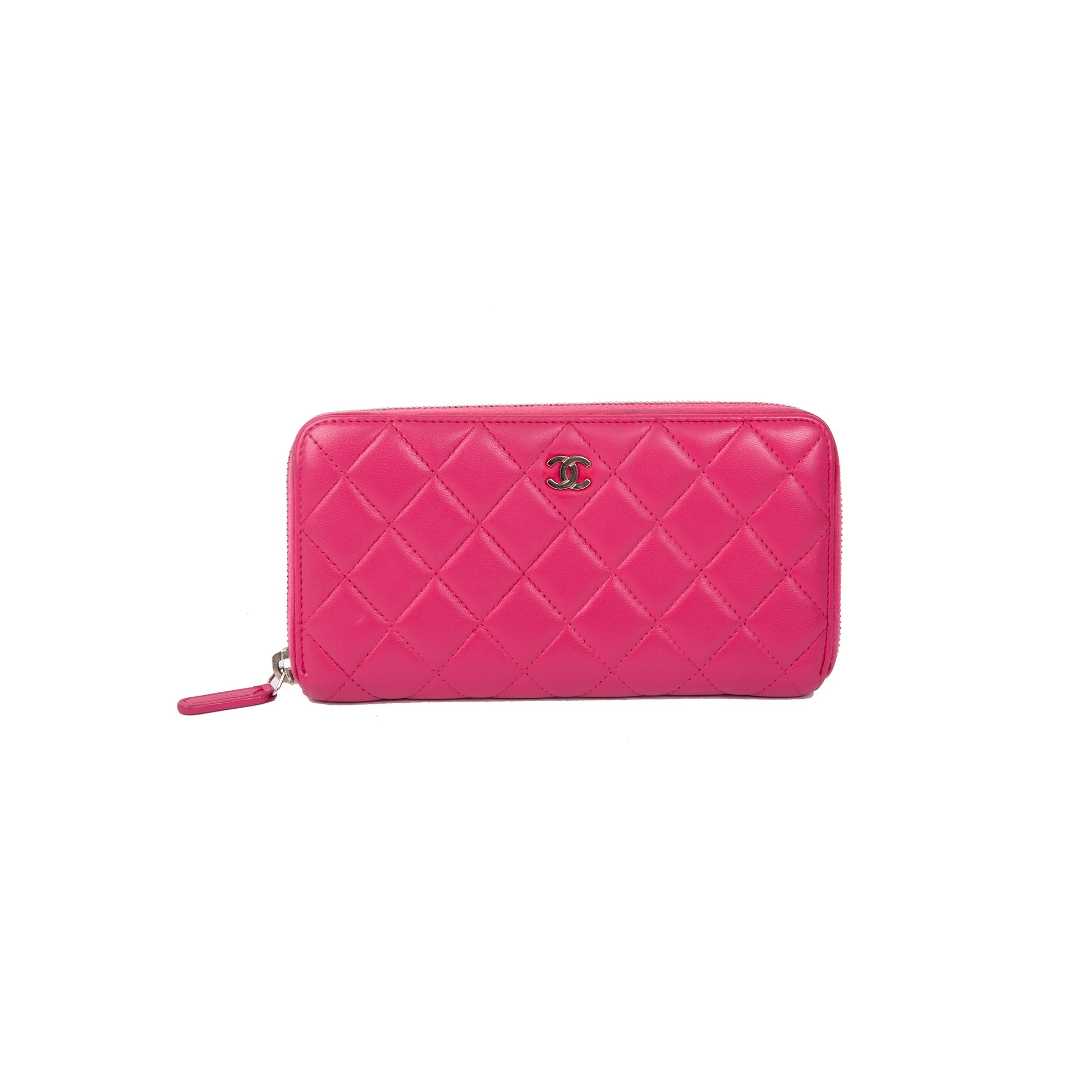 Chanel Pink Lambskin Classic Long Zipped Wallet w/ Authenticity Card ...