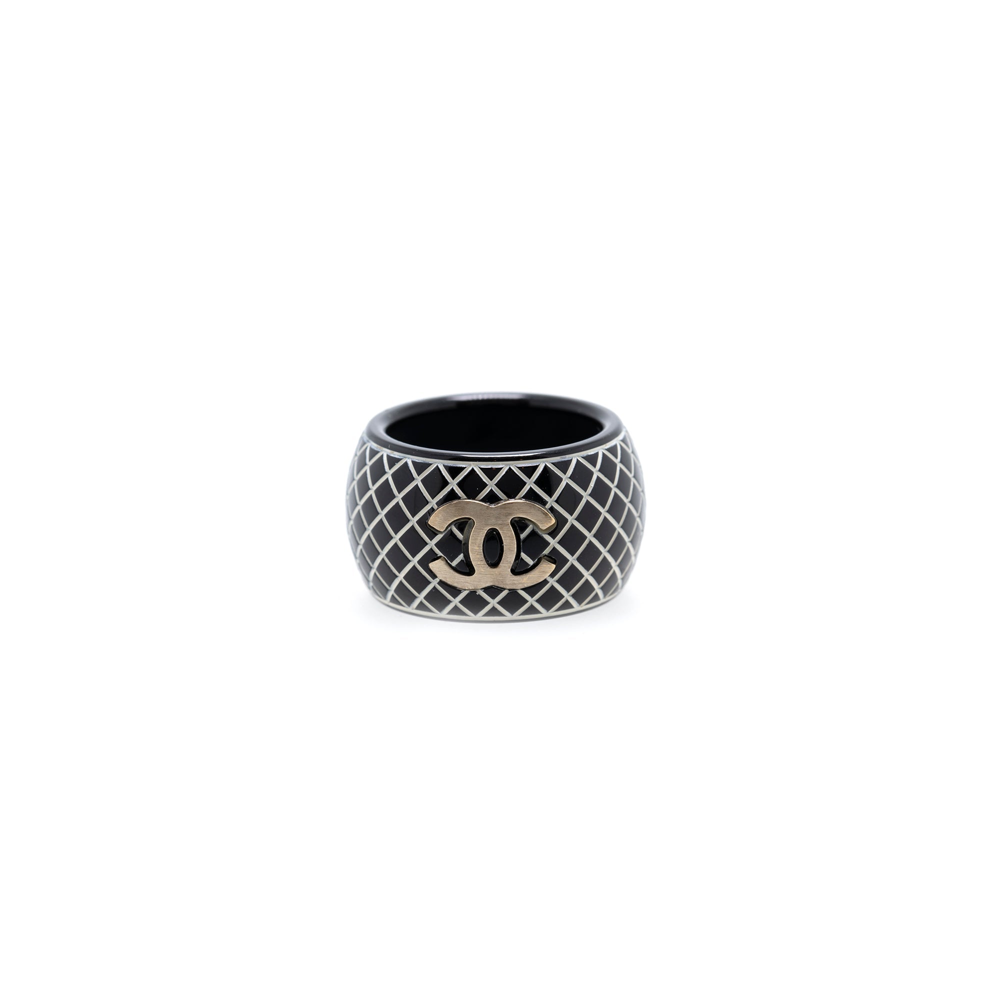 Chanel CC Resin Band Ring - Size 6.5