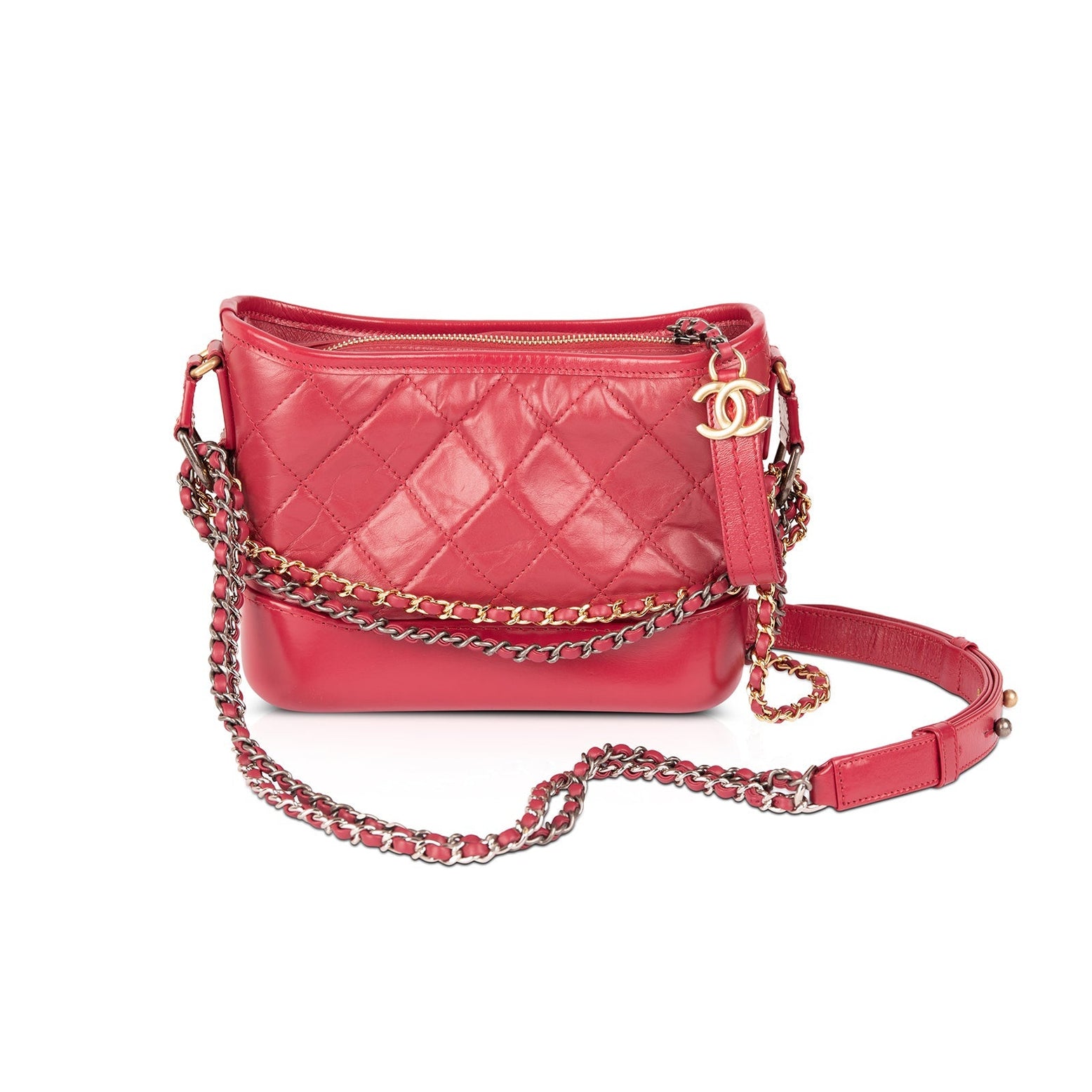 Chanel Gabrielle Hobo Quilted Aged Calfskin Small Red 2107501