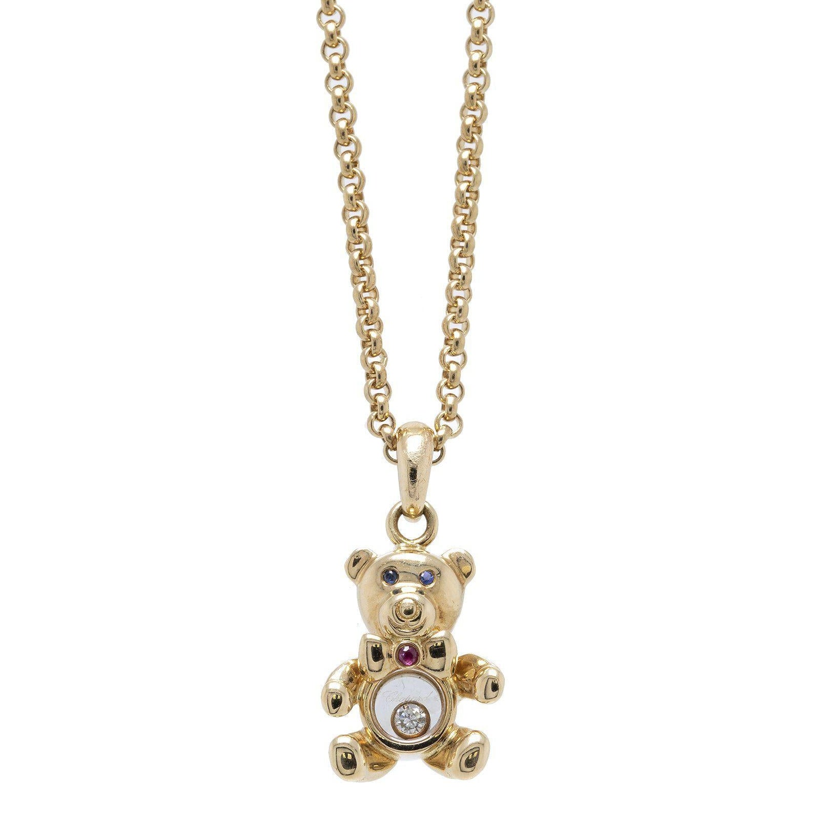 Chopard 18k Gold Happy Diamonds Teddy Bear Pendant Necklace