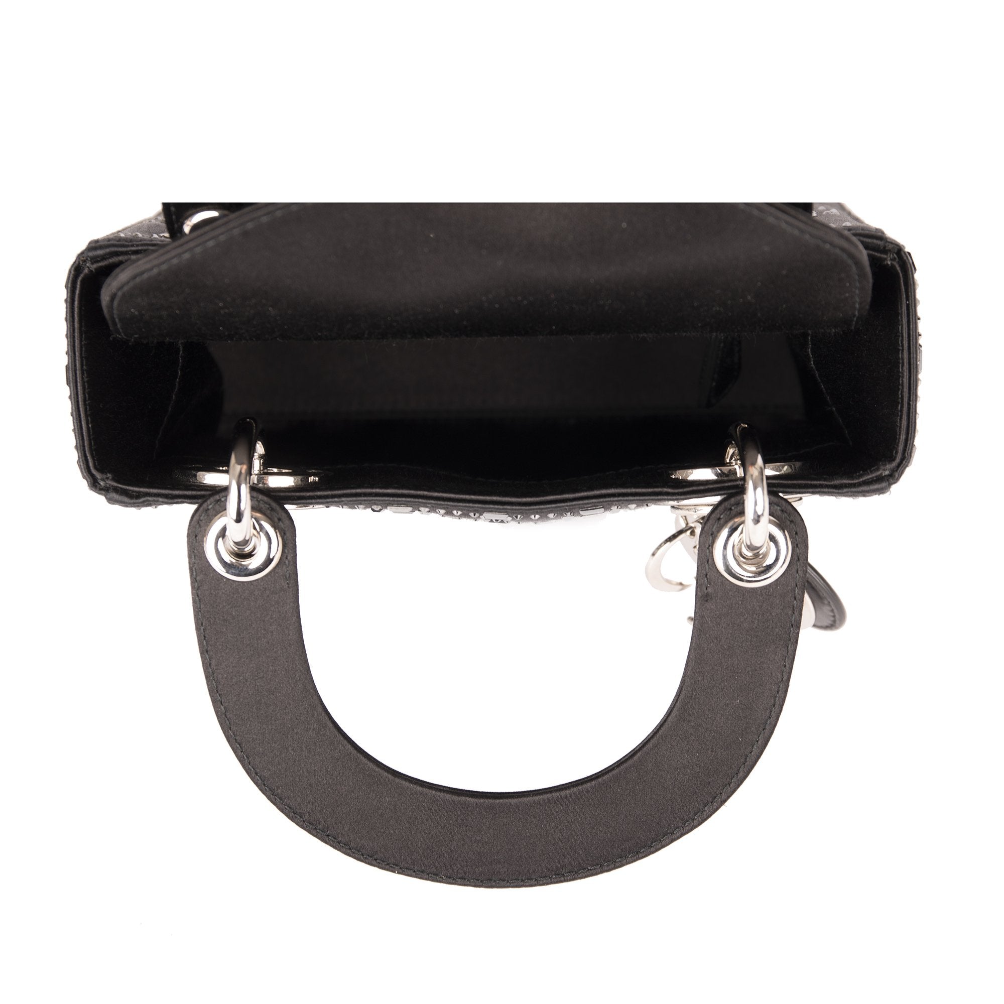 Mini Lady Dior Bag Black Strass Cannage Satin