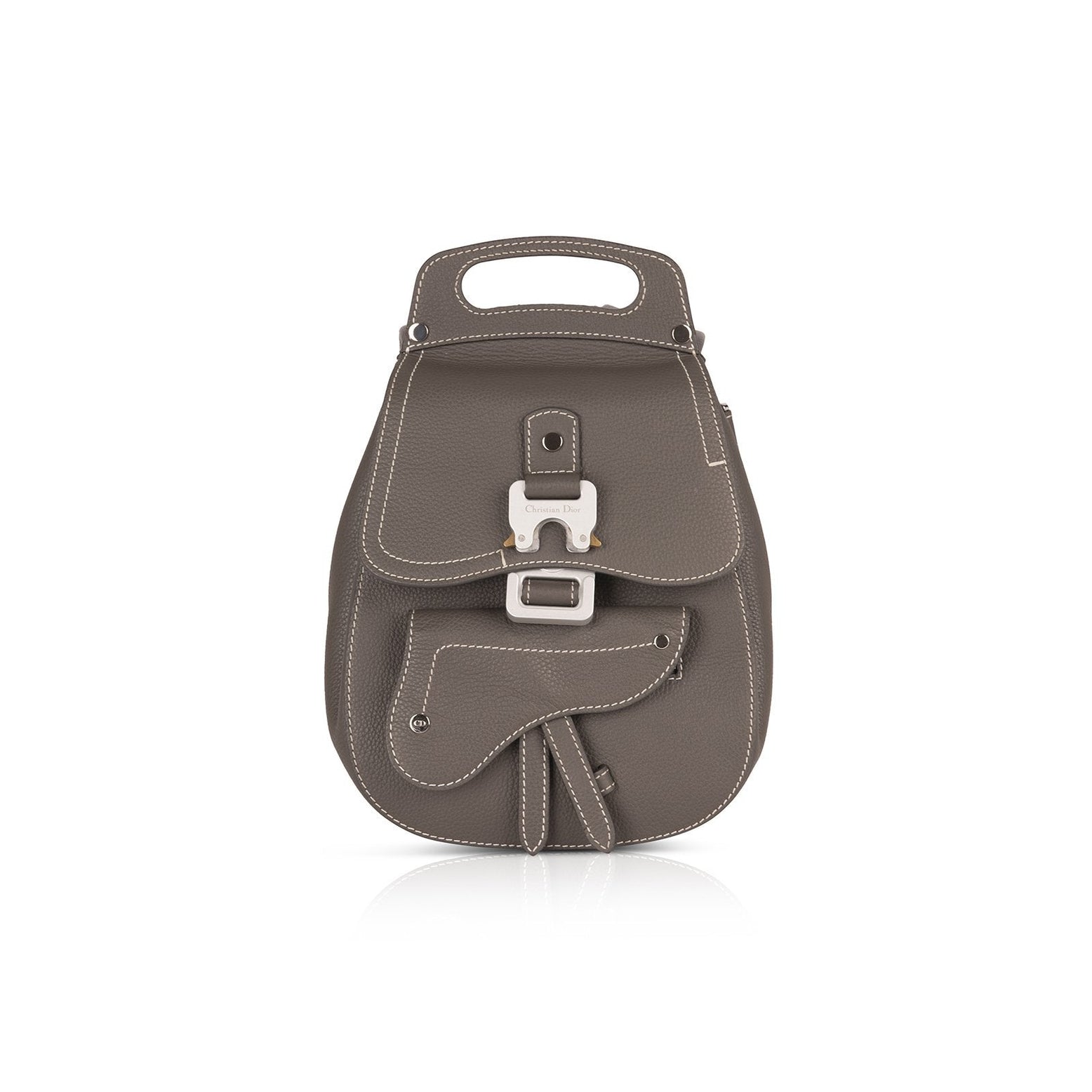 Dior Mini Saddle Bag Gray in Diamond CanvasSmooth Calfskin Leather with  Silvertone  US