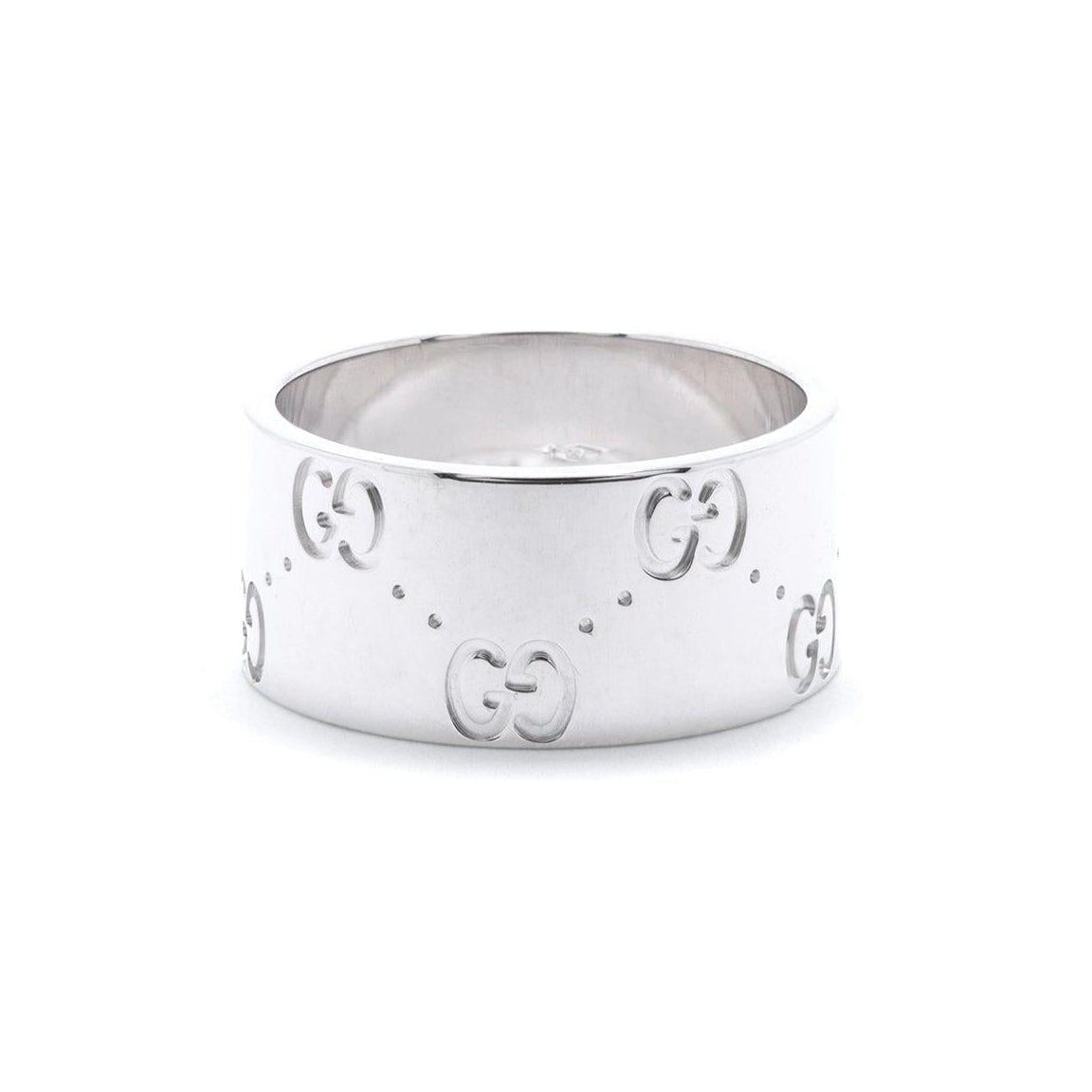 Gucci 18k White Gold Icon Wide Band Ring — Oliver Jewellery