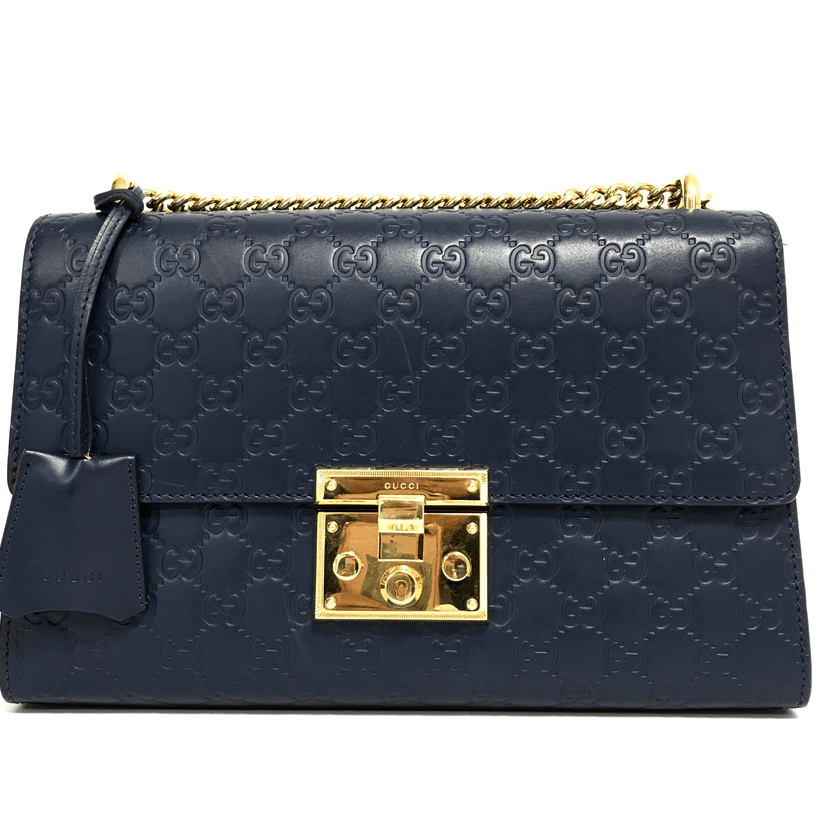 Gucci Blue Medium Padlock Signature Shoulder Bag Oliver Jewellery