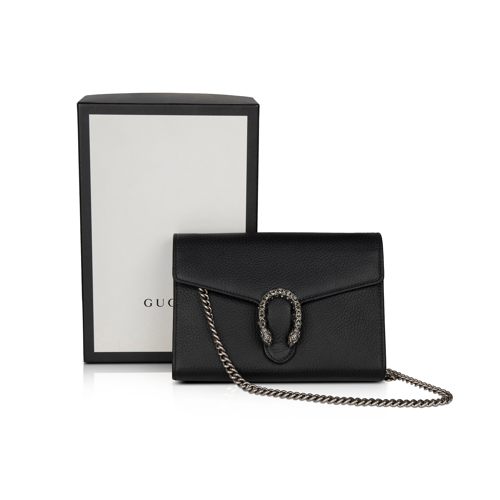 Gucci Dionysus Leather Mini Chain Wallet w Box