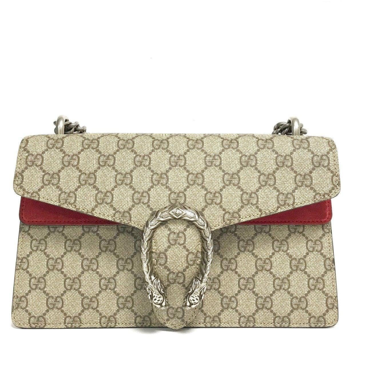 GUCCI Dionysus Small GG Supreme Canvas Shoulder Bag Beige 400249