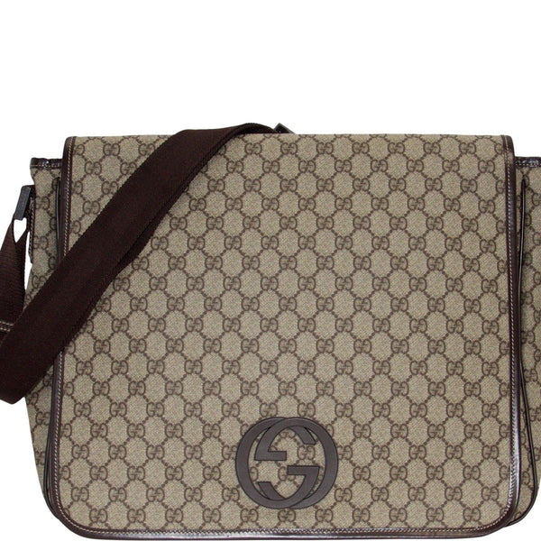 GUCCI GG Supreme Monogram Web Messenger Bag Beige 475432