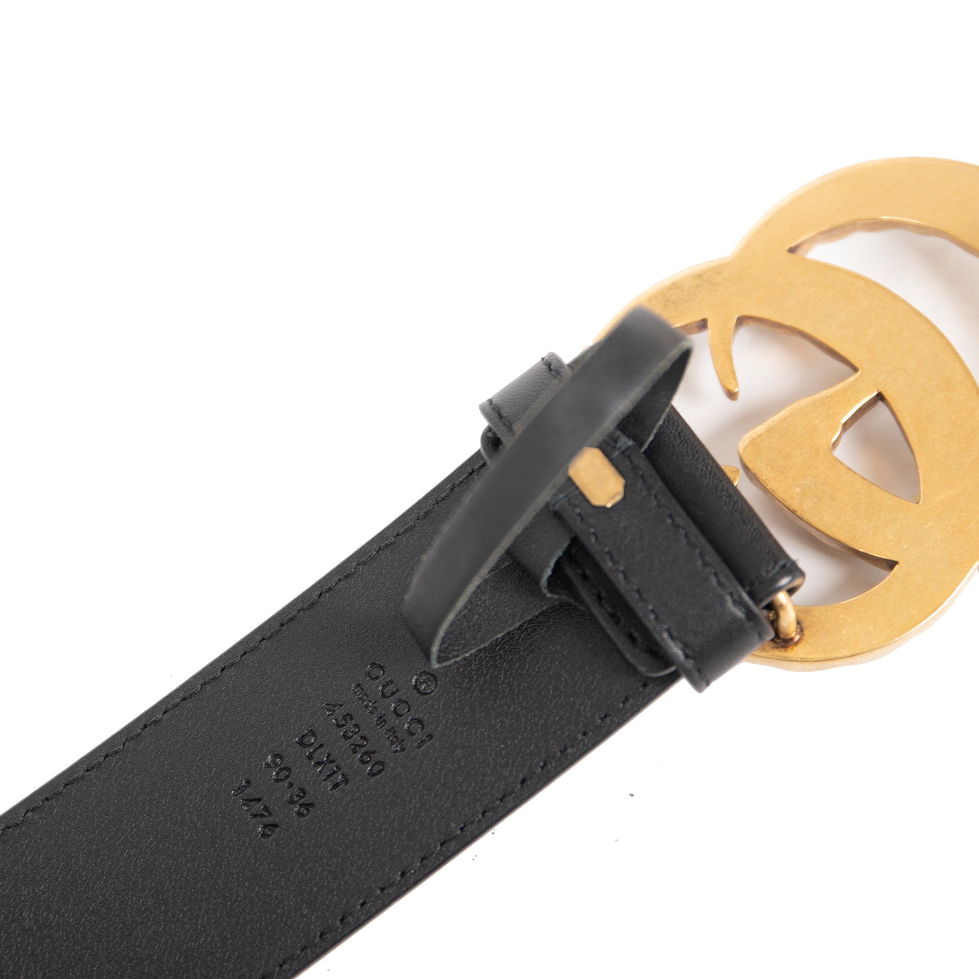 Gucci leather belt online with pearl double g