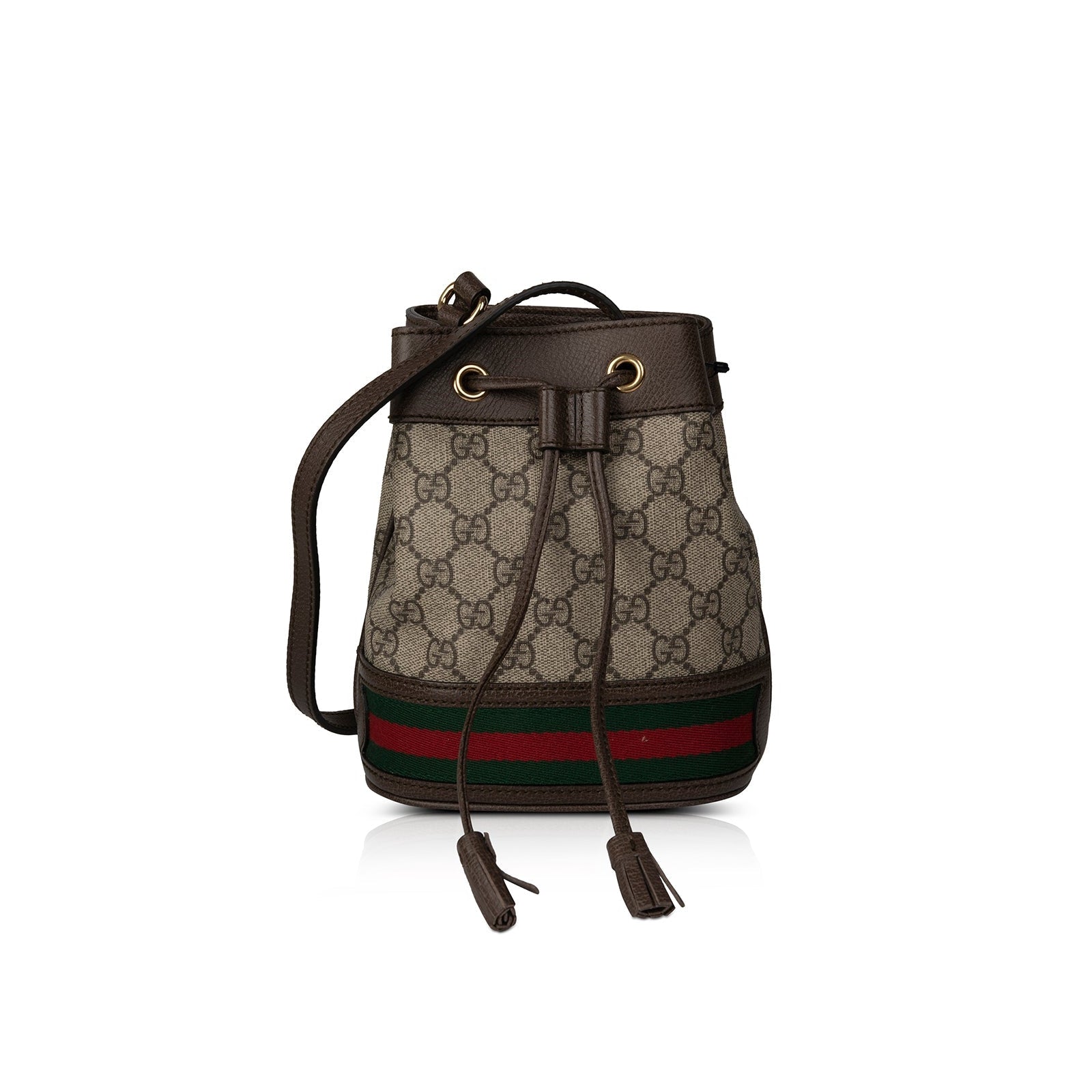 Ophidia mini textured leather-trimmed printed coated-canvas bucket bag