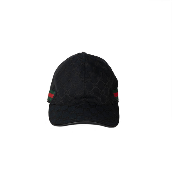 Gucci Original GG Canvas Baseball Hat With Web in Black