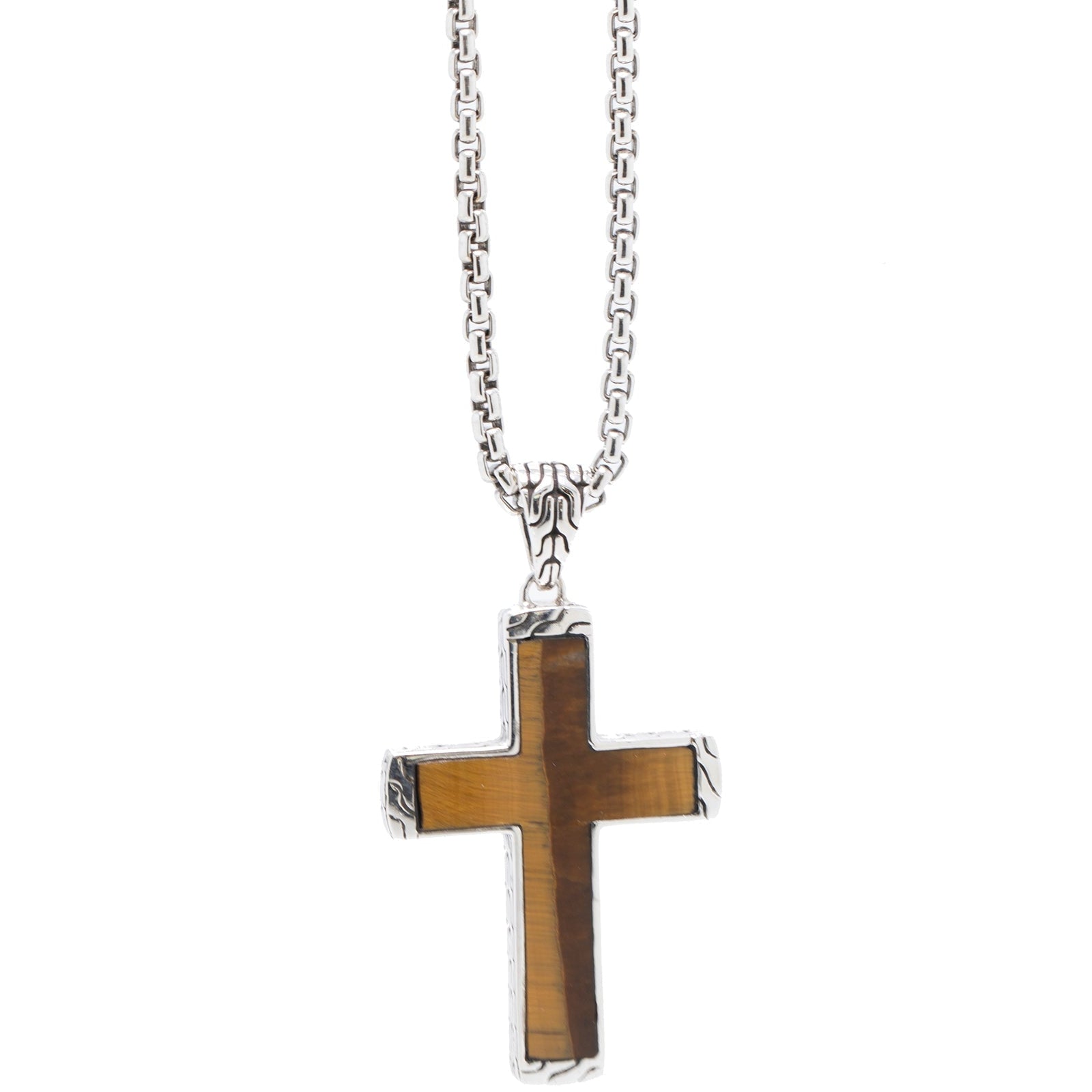 John Hardy Tiger's Eye Cross Classic Pendant Necklace – Oliver Jewellery