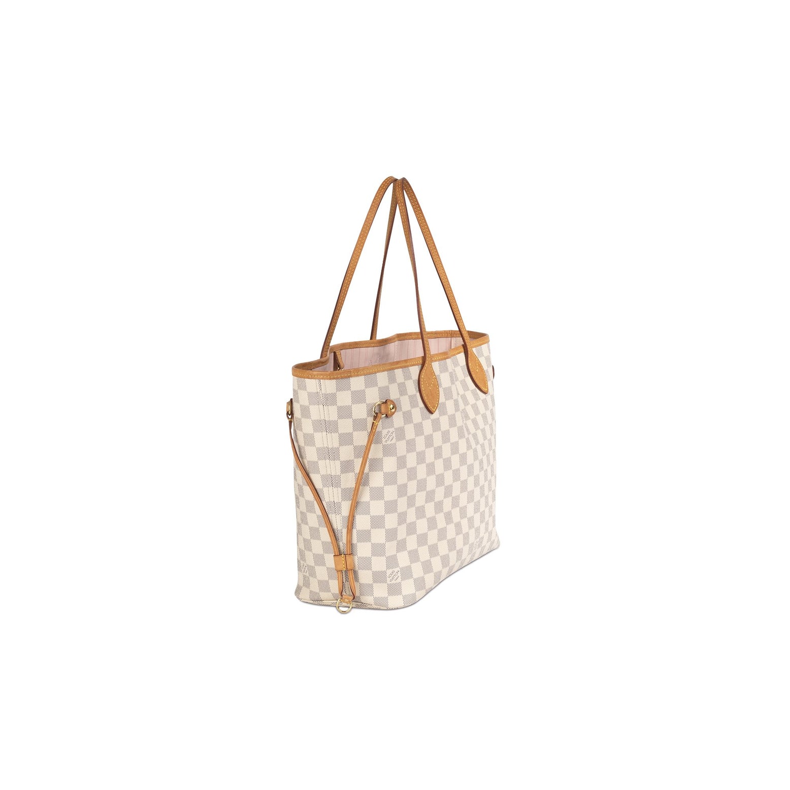 Louis Vuitton White and Blue Damier Azur Coated Canvas Neverfull GM Gold Hardware, 2021-2022, White/Blue/Brown Womens Handbag