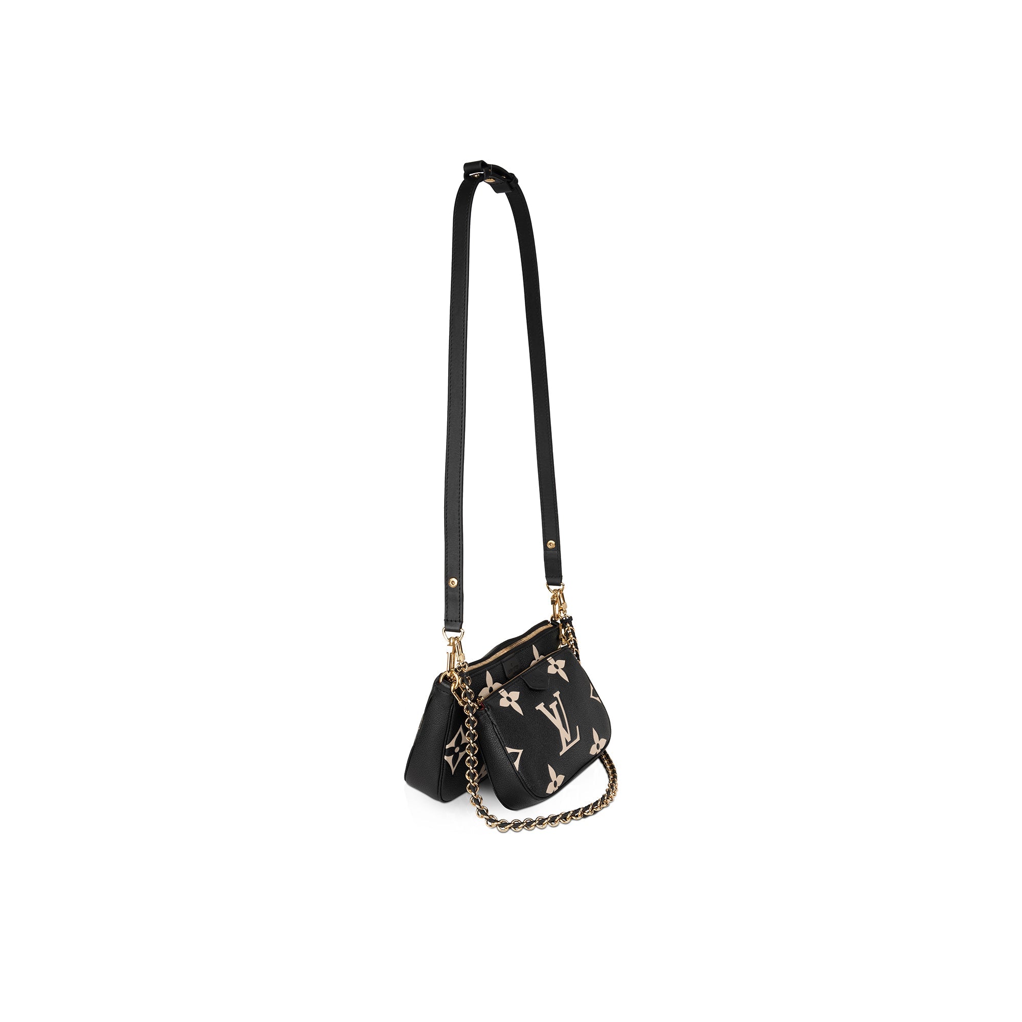 Louis Vuitton Black x Beige Monogram Leather Empreinte Multi Pochette 24lk810s