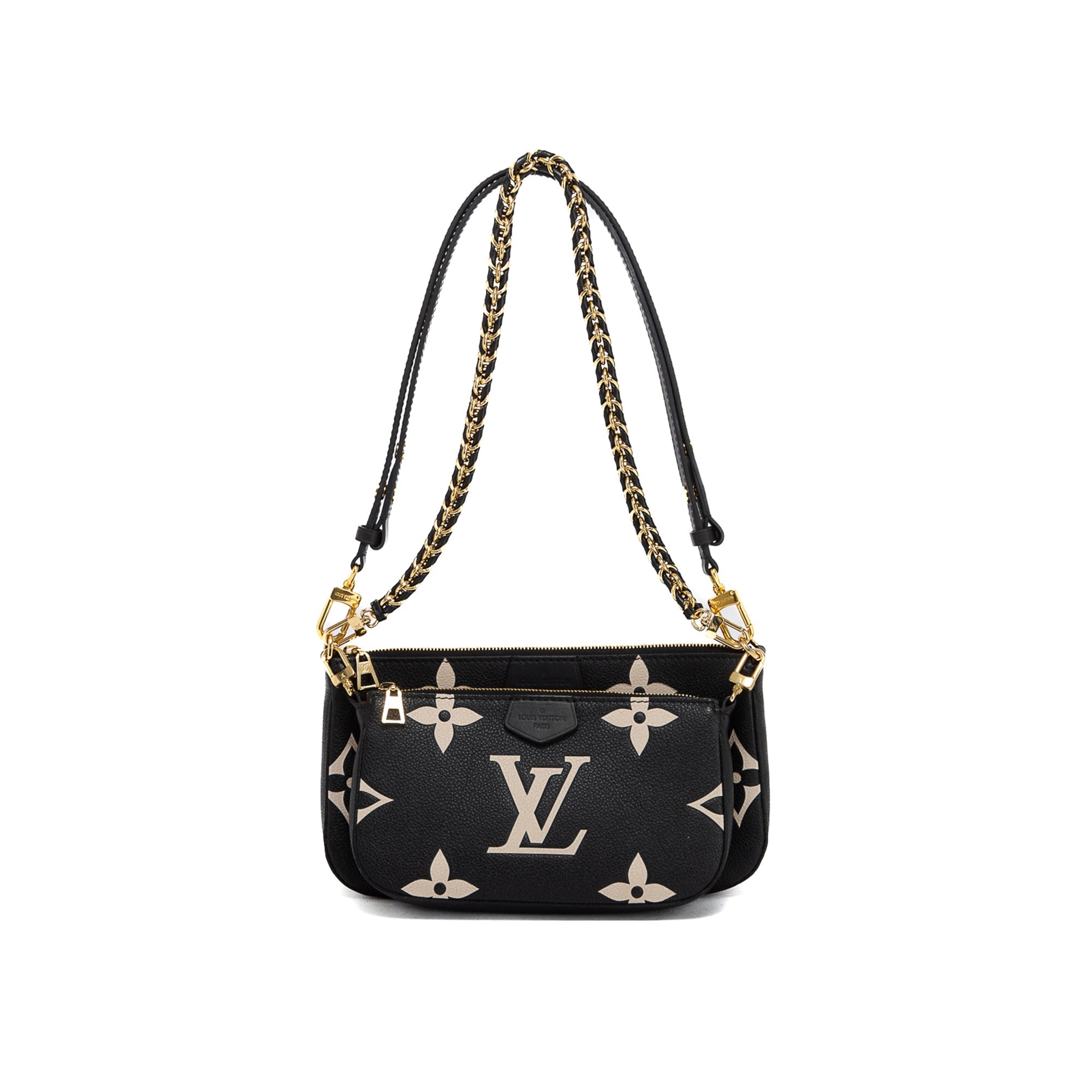 Louis Vuitton Multi Pochette Accessoires Bicolor Monogram Empreinte Crossbody Bag Black