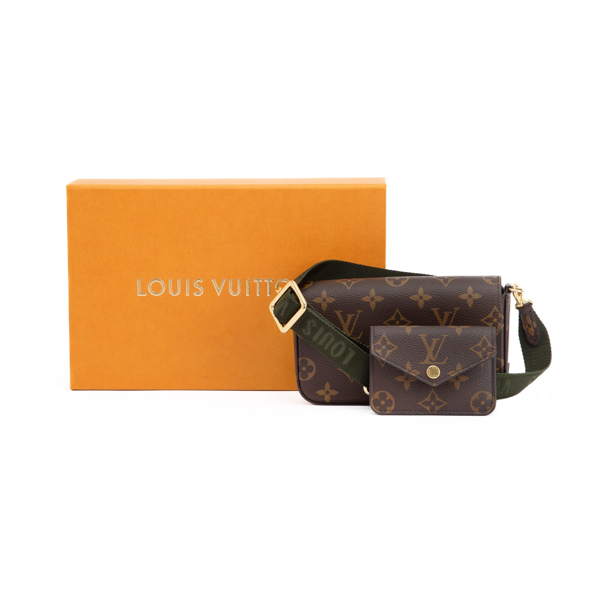 LOUIS VUITTON Felicie Strap & Go Pochette Monogram Canvas Shoulder Bag Brown
