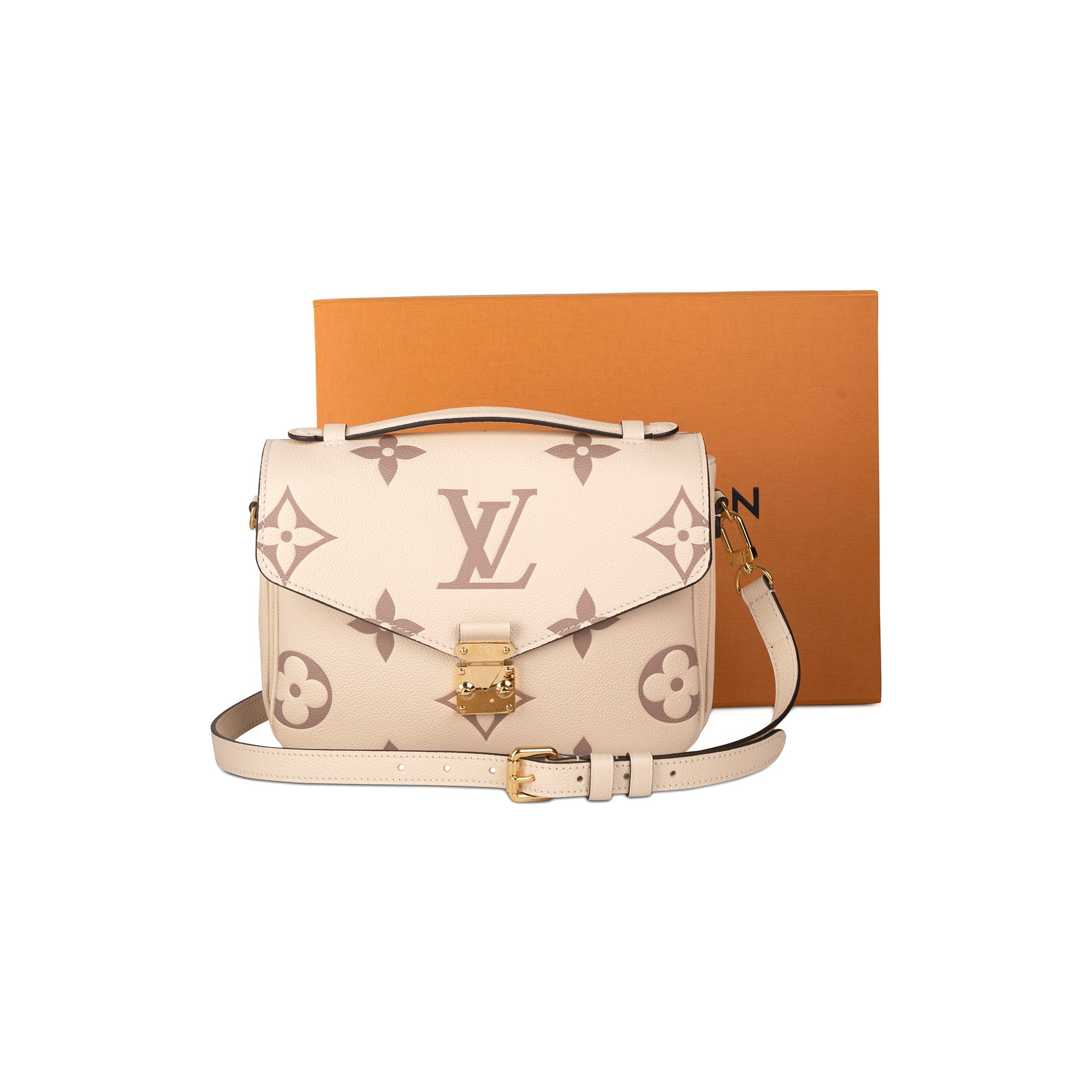 Authentic Louis Vuitton Empreinte Leather Pochette Metis Bicolor Monogram  Bag