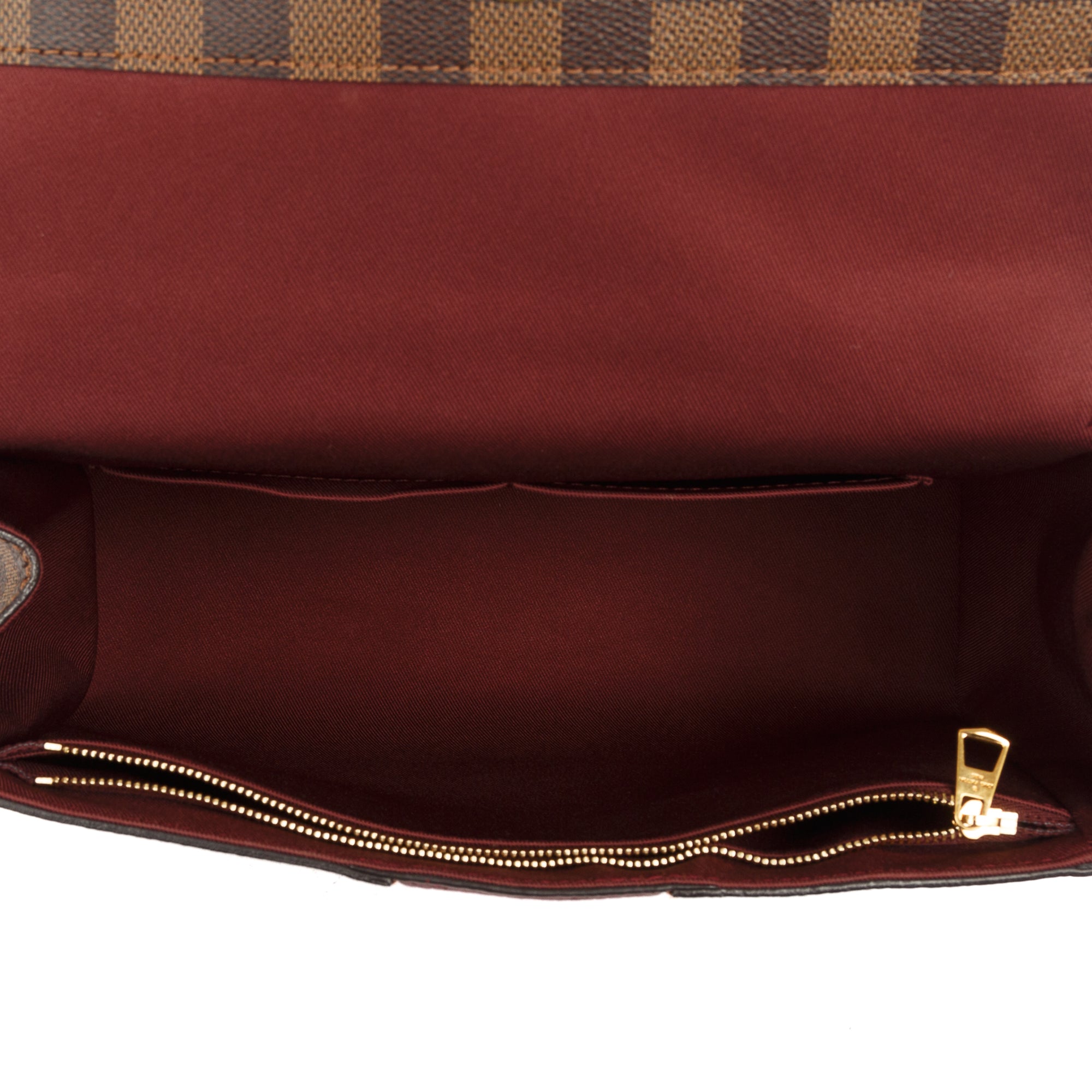 Louis Vuitton Bond Street Top Handle Bag Damier Burgundy Leather