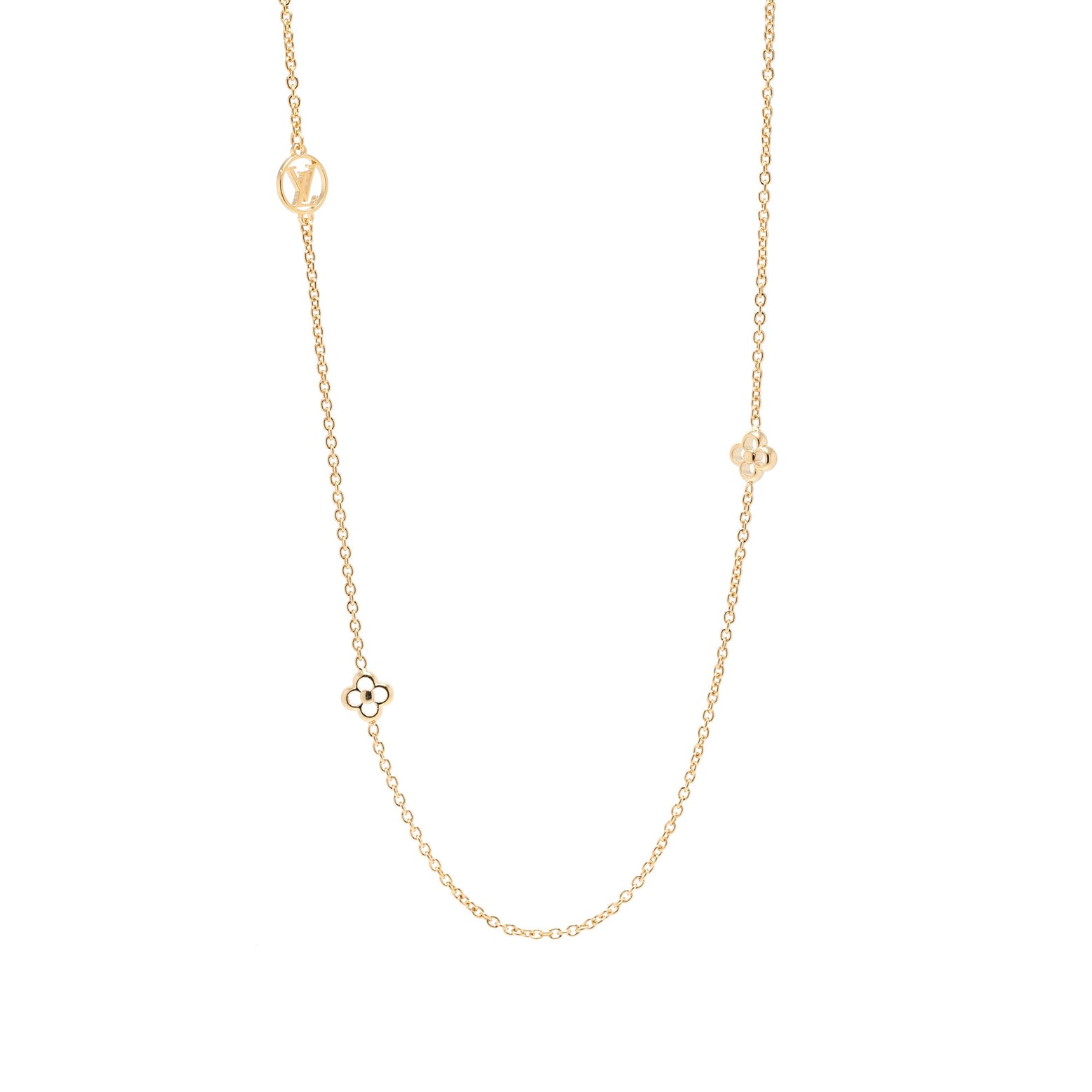 Louis Vuitton Flower Full Station Necklace - Gold-Plated Station