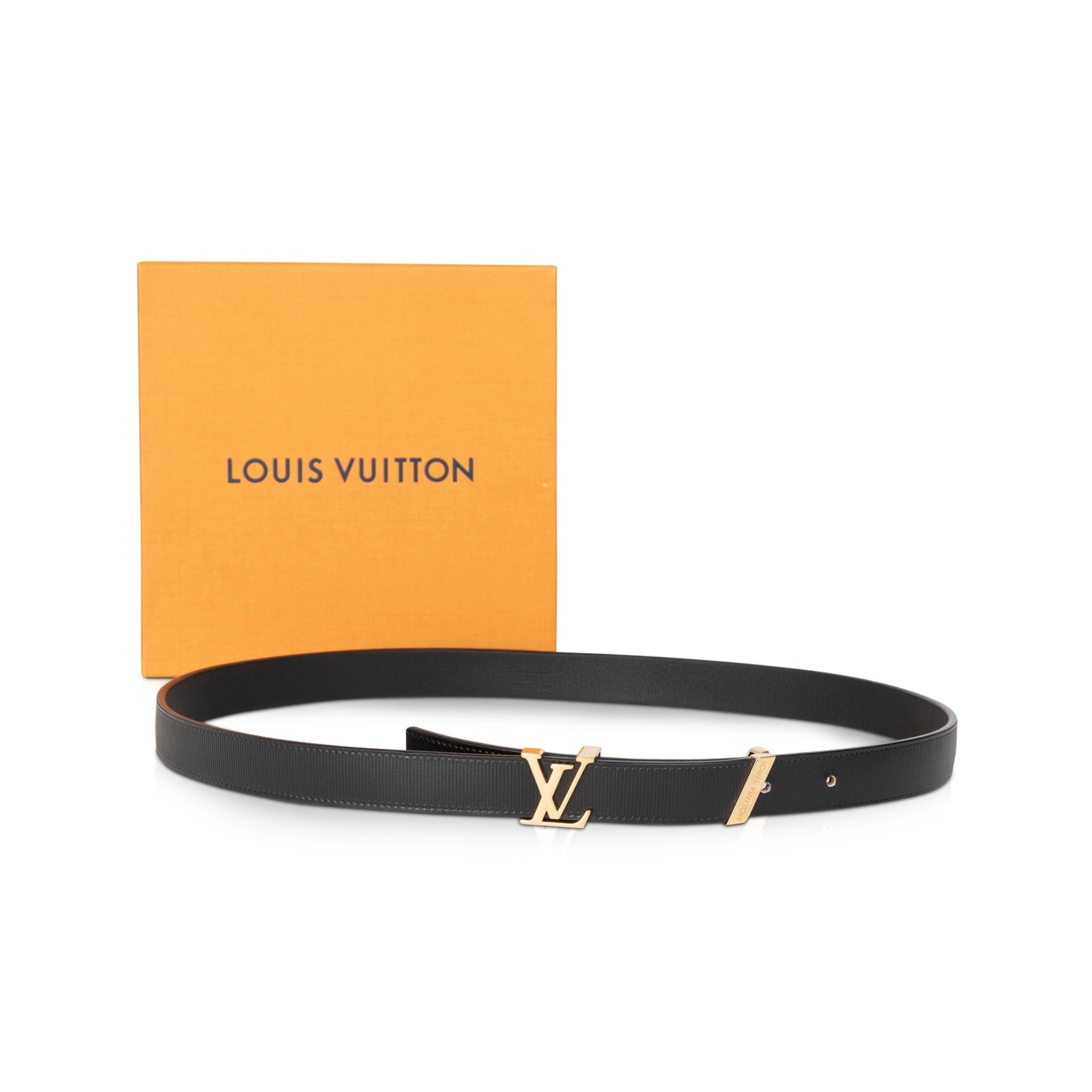 Louis Vuitton LV Initiales 20mm Black Calf. Size 75 cm