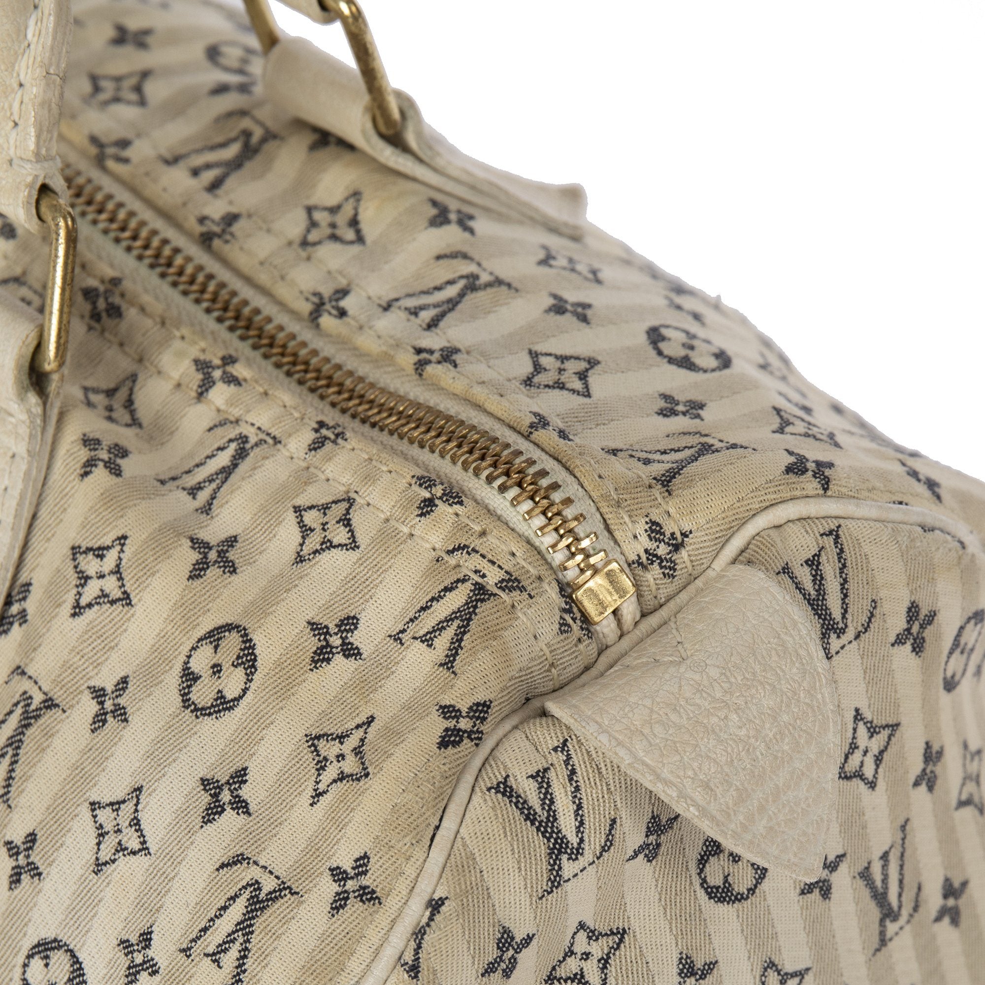 Louis Vuitton White Canvas Monogram Mini Lin Speedy 30 Handbag