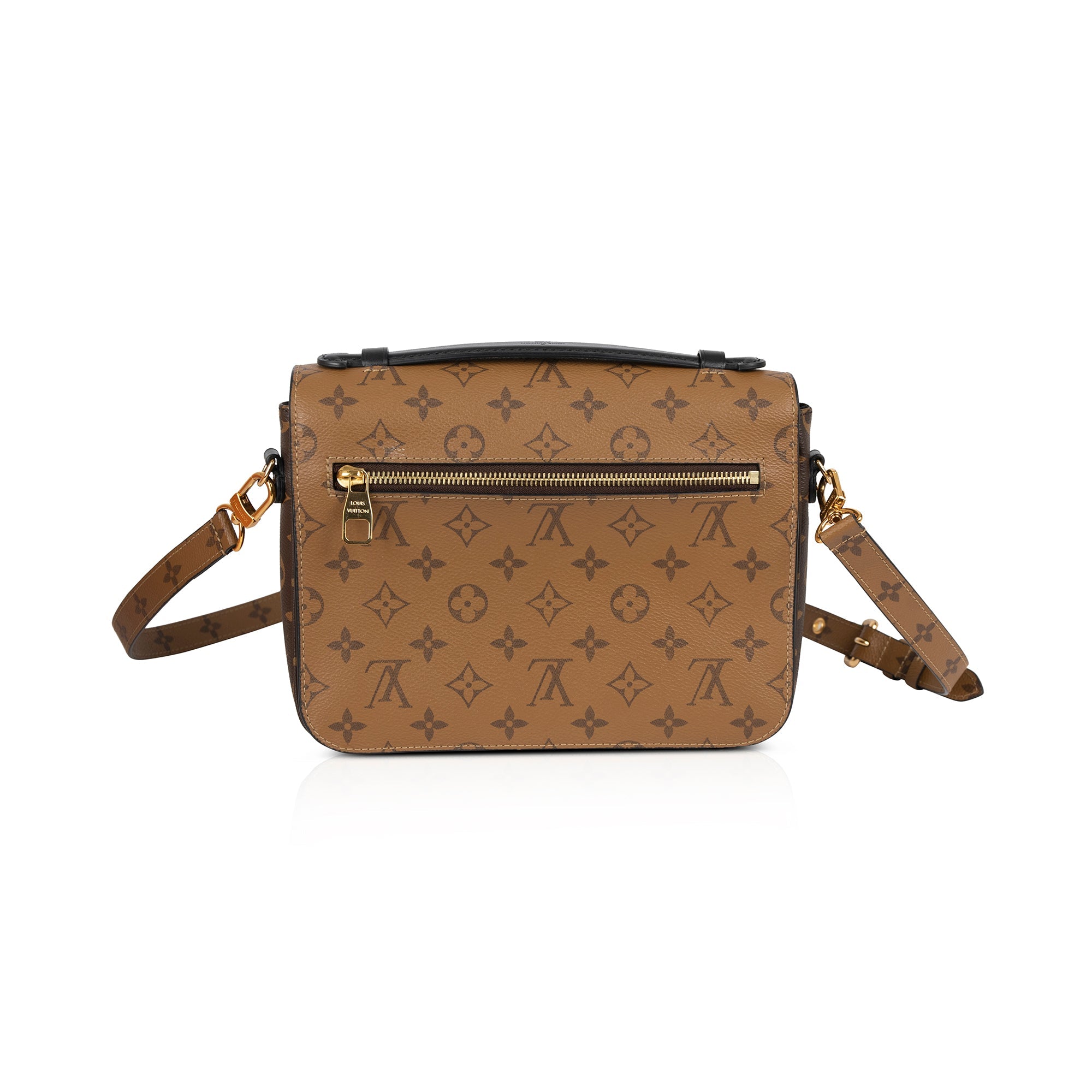 Louis+Vuitton+Pochette+Metis+Shoulder+Bag+Brown+Leather+Monogram+Reverse+Coated  for sale online