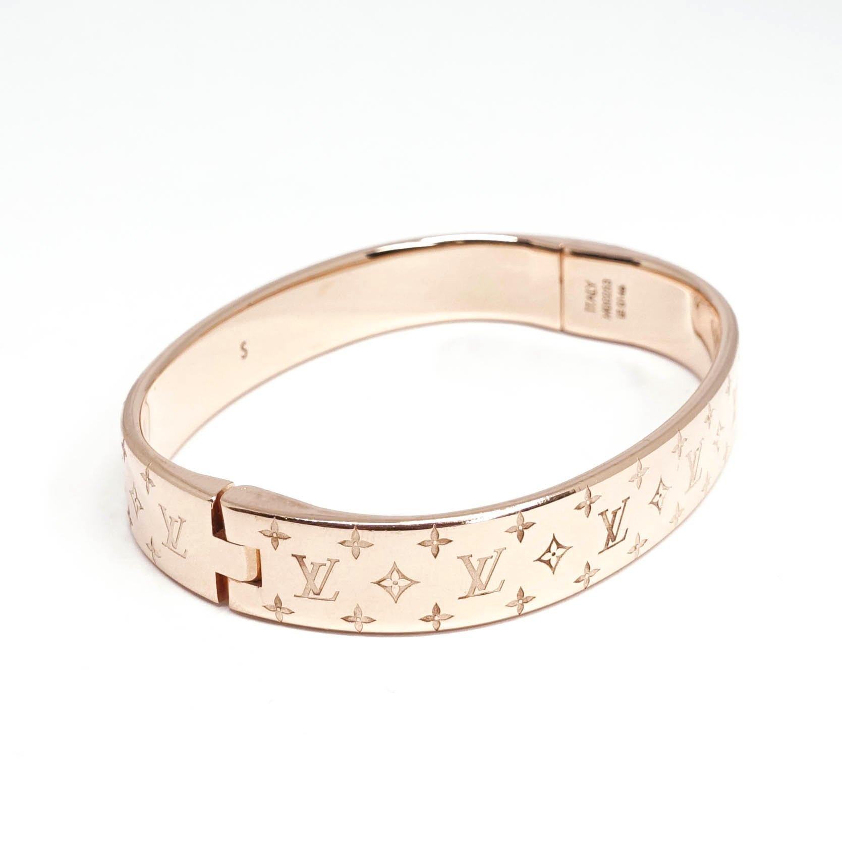 Louis Vuitton Brass Monogram Nanogram Cuff M Pink Gold